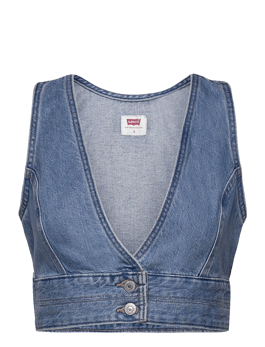 Levi's® - RAINE DENIM CROP TOP CHECK YOU - crop tops - med indigo - worn in - 1
