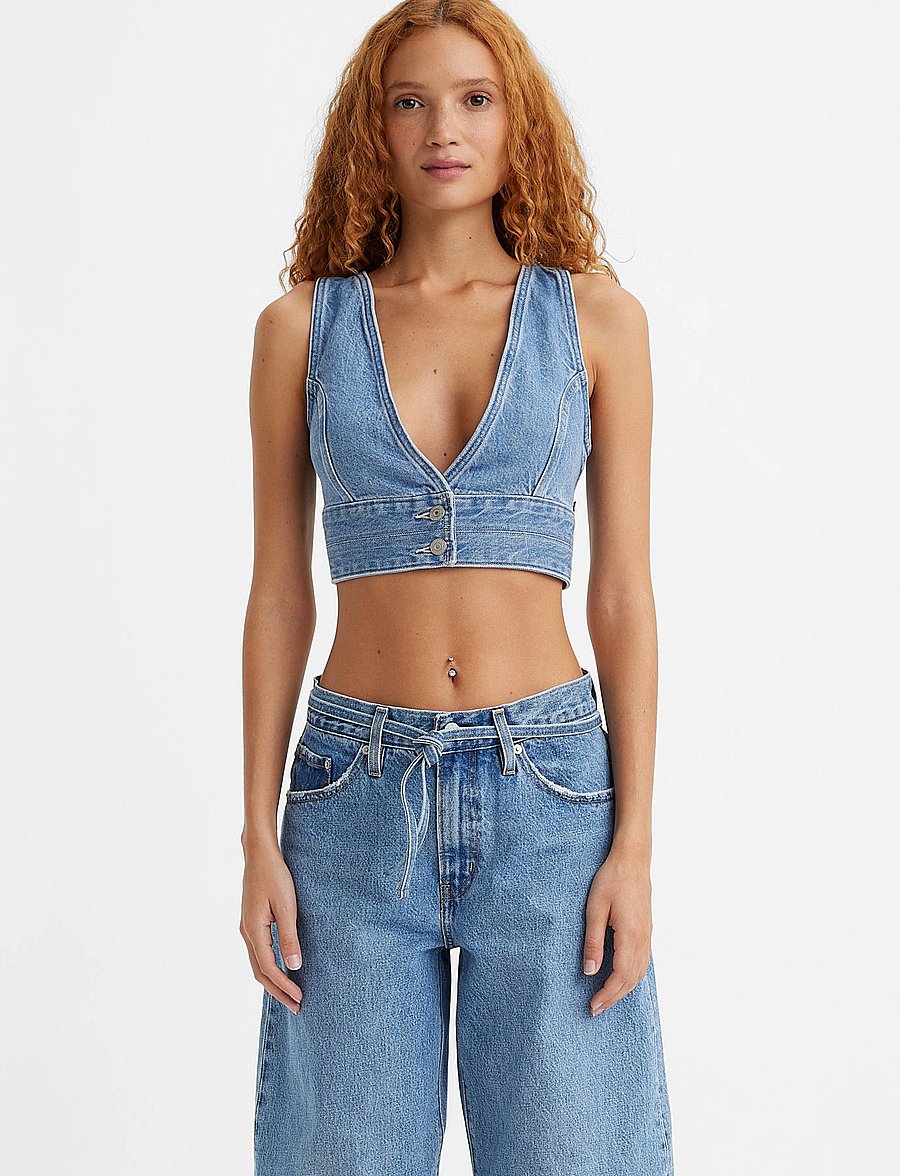 Levi's® - RAINE DENIM CROP TOP CHECK YOU - crop tops - med indigo - worn in - 3