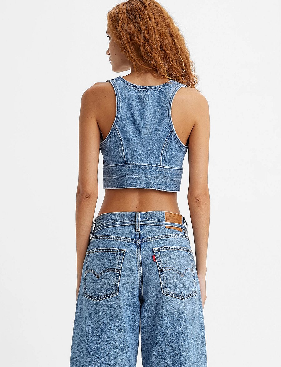 Levi's® - RAINE DENIM CROP TOP CHECK YOU - crop tops - med indigo - worn in - 4