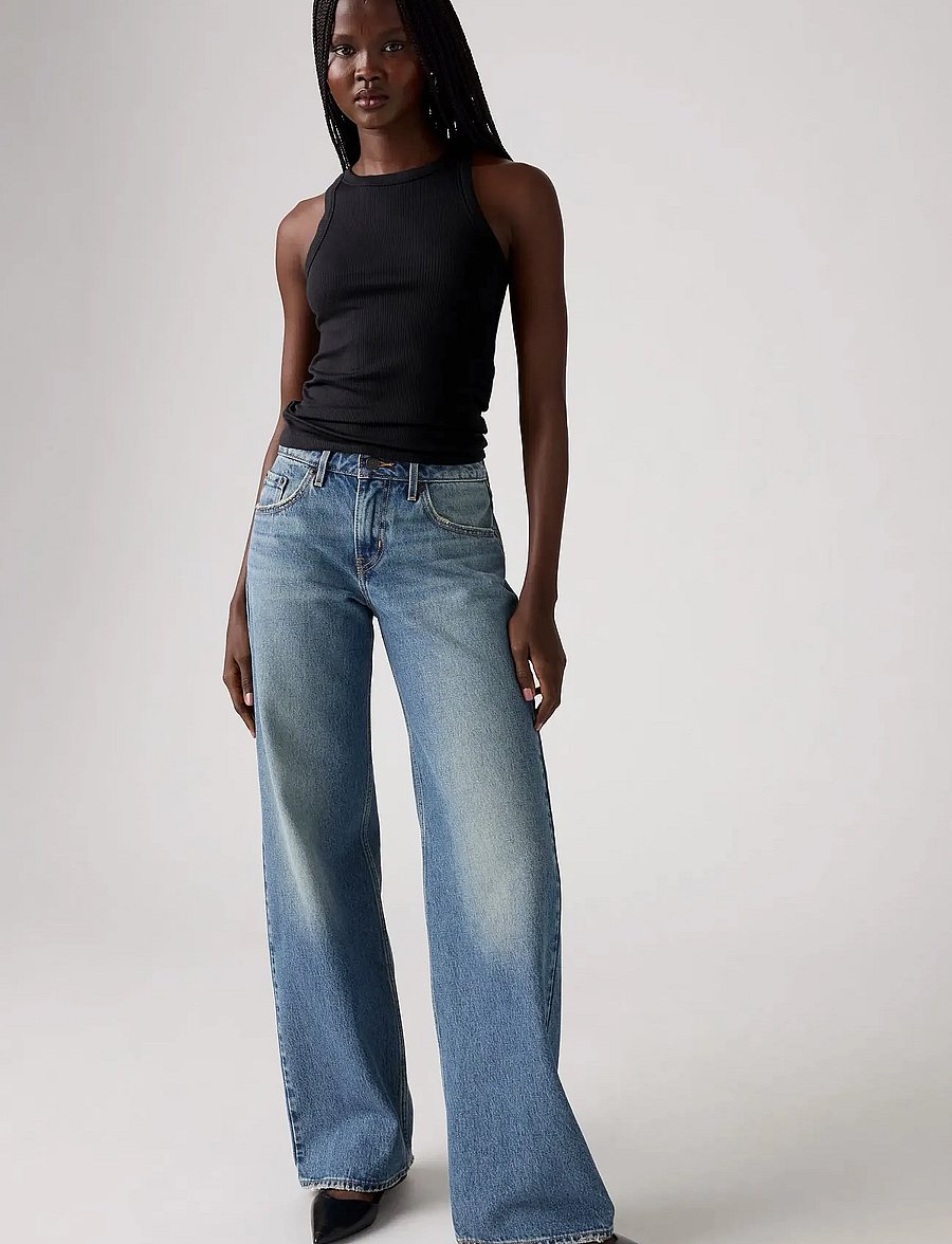 Levi's® - LOW LOOSE RESCUED CITY - hosen mit weitem bein - med indigo - worn in - 0