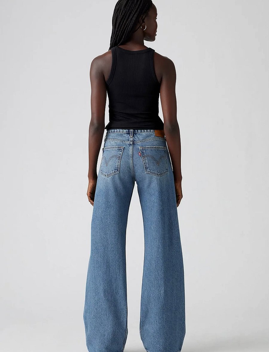 Levi's® - LOW LOOSE RESCUED CITY - hosen mit weitem bein - med indigo - worn in - 4