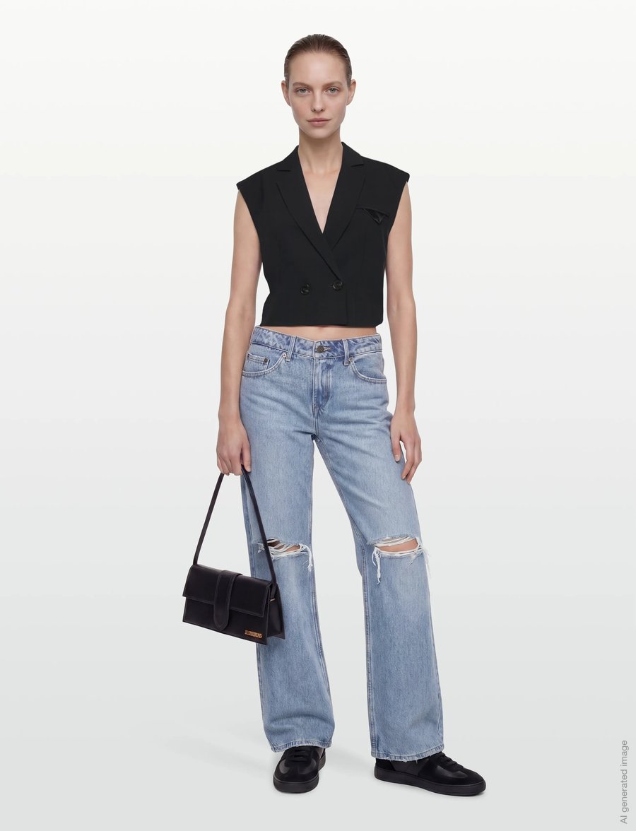 Levi's® - LOW LOOSE SHAKEY GROUND - hosen mit weitem bein - med indigo - worn in - 0