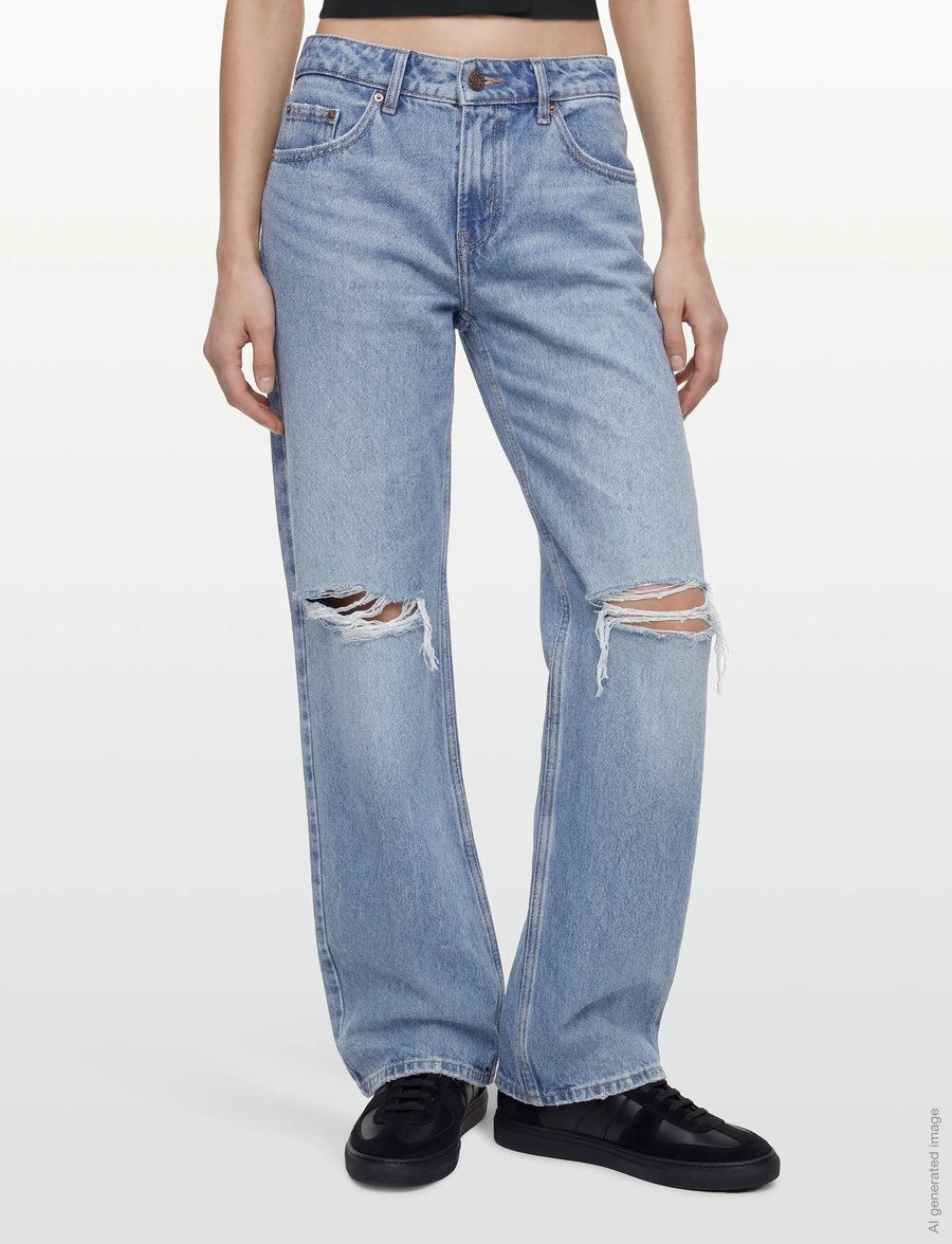 Levi's® - LOW LOOSE SHAKEY GROUND - hosen mit weitem bein - med indigo - worn in - 3
