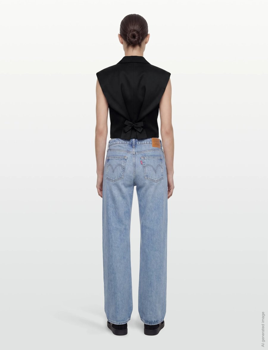 Levi's® - LOW LOOSE SHAKEY GROUND - hosen mit weitem bein - med indigo - worn in - 4