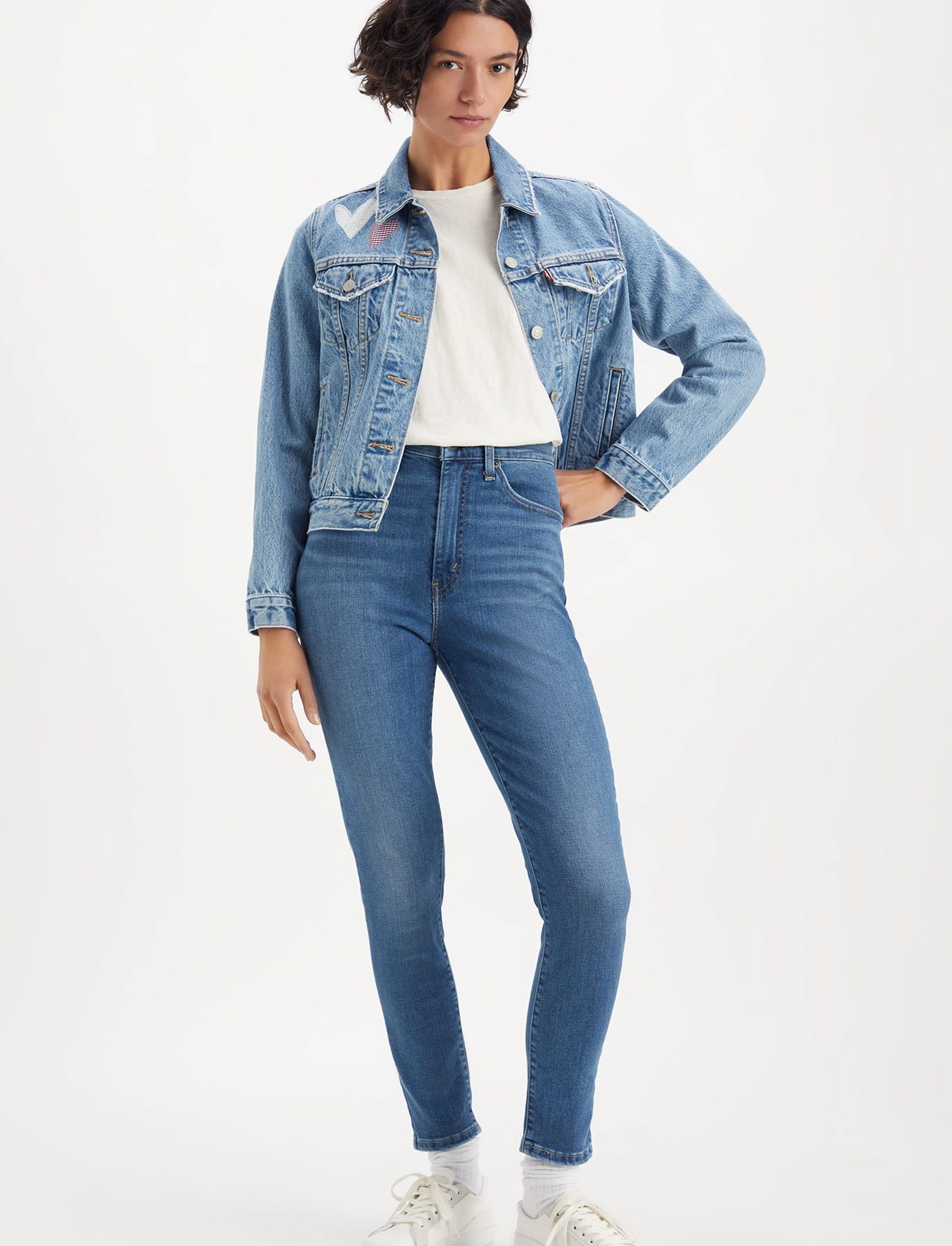 Levi's® RETRO HIGH SKINNY RUN THE WORL - Transitional Layering - MED INDIGO - WORN IN / blue