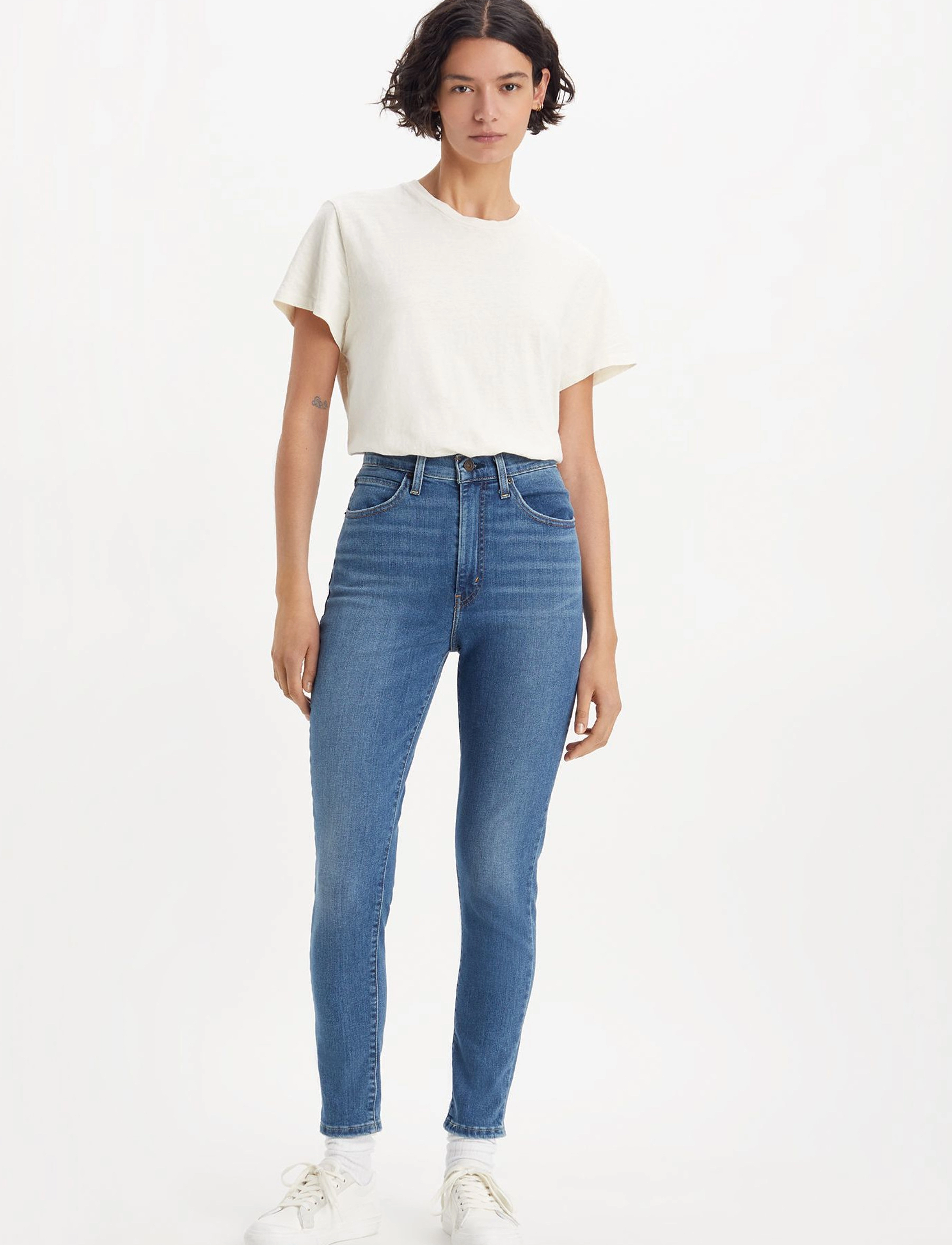 Levi's® - RETRO HIGH SKINNY RUN THE WORL - jeans skinny - med indigo - worn in - 3