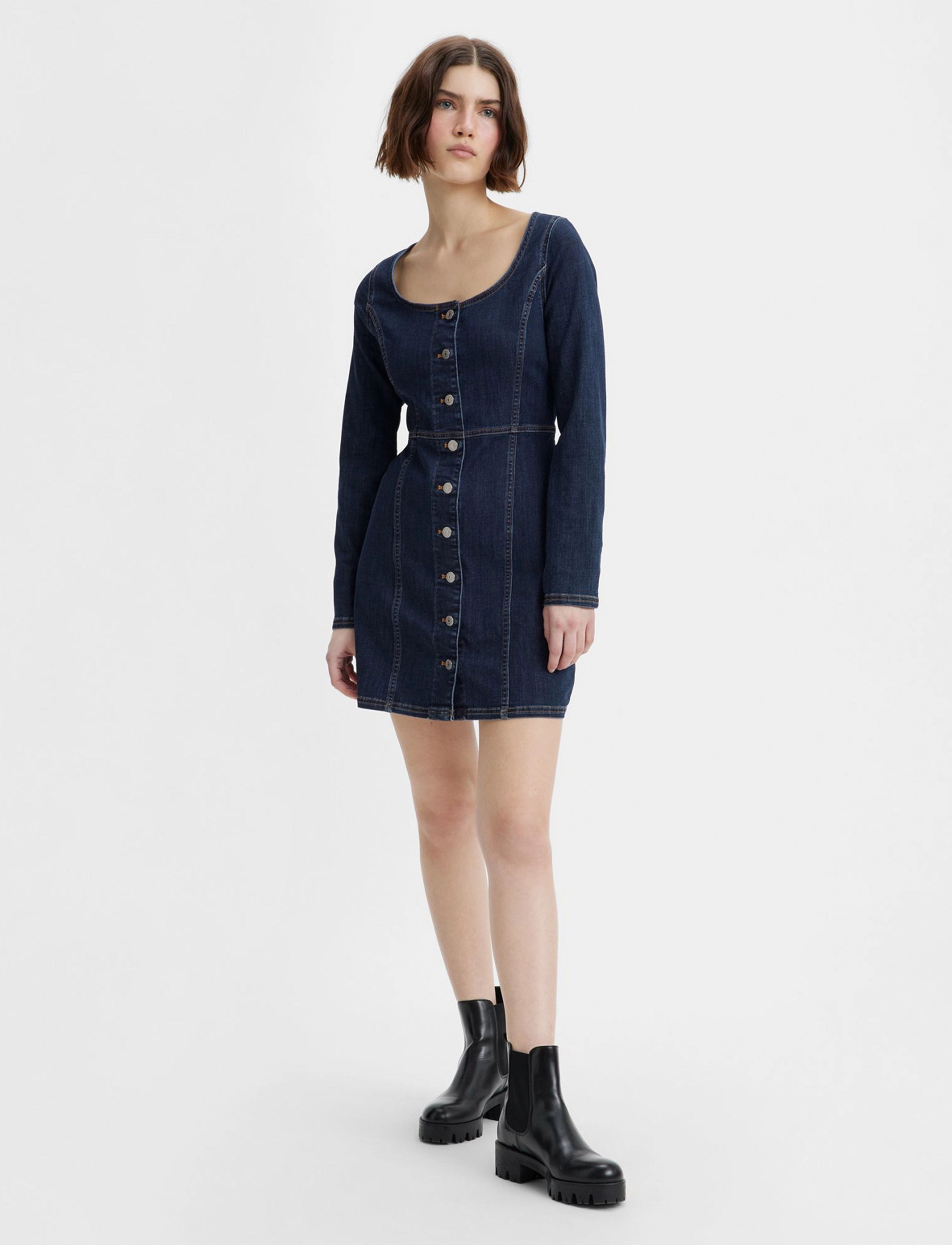 Levi's® - VEDA DENIM DRESS COOL NATASIA - dark indigo - flat finish - 4