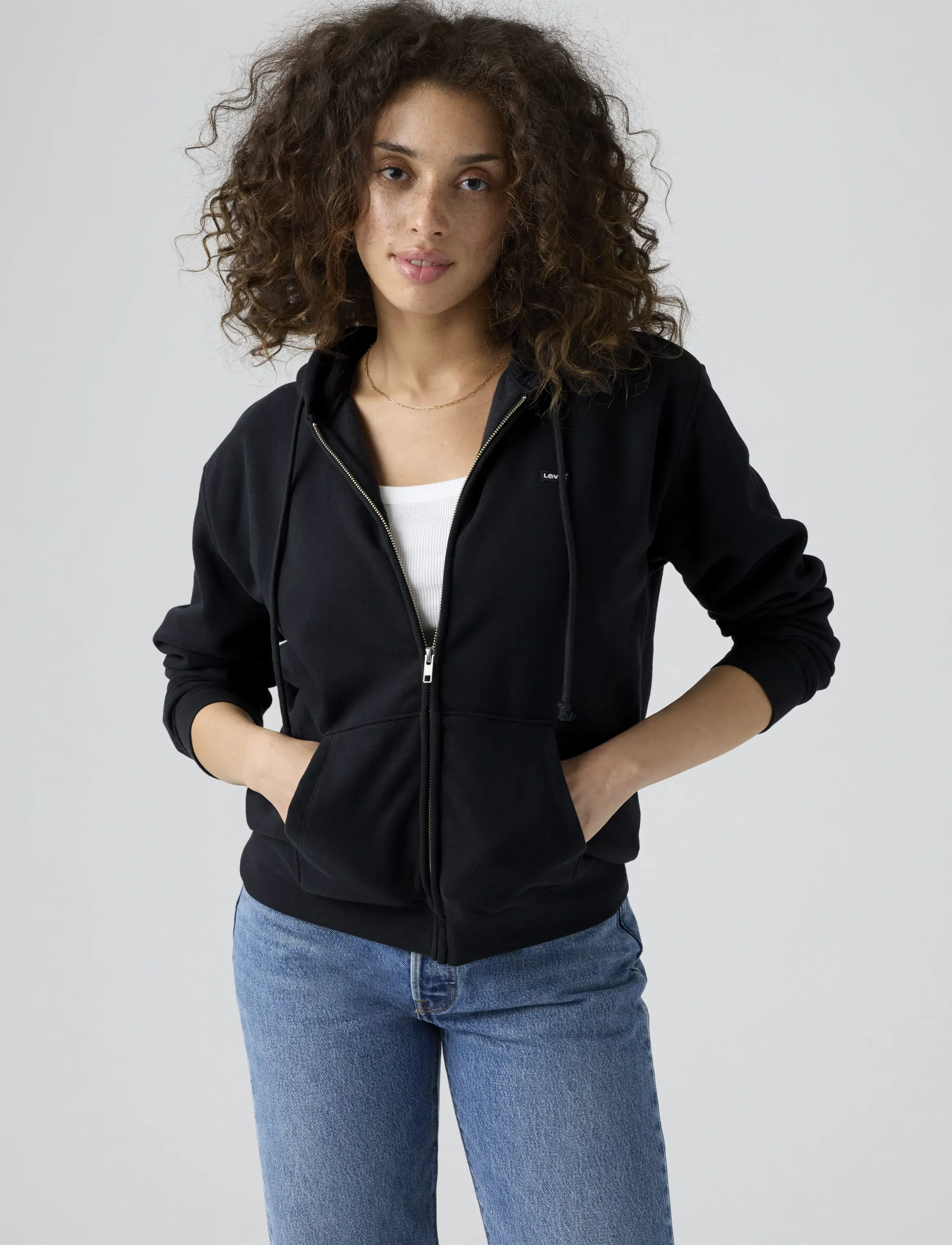 Levi's® - EVERYDAY ZIP HOODIE ANTHRACITE - hættetrøjer - blacks - 0