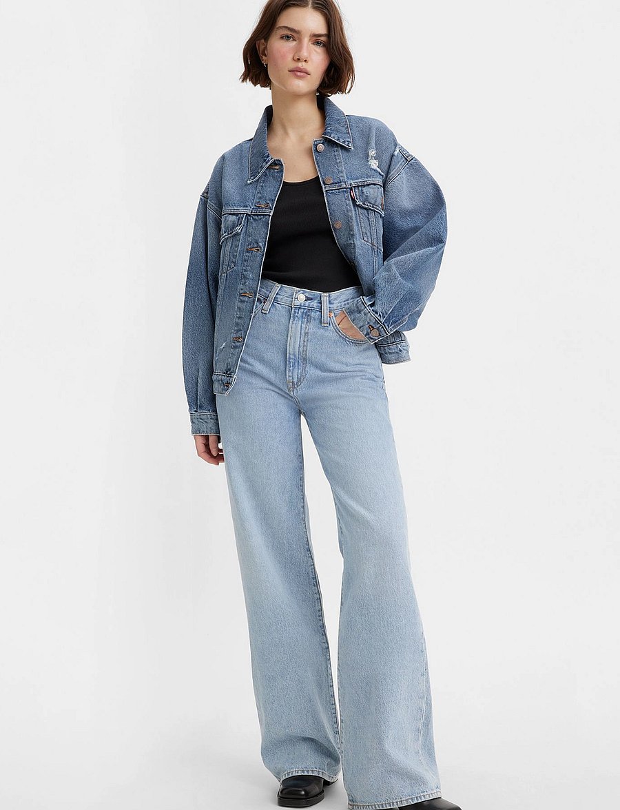 Levi's® - RIBCAGE WIDE LEG H223 FAR AND - laia säärega teksad - light indigo - worn in - 3