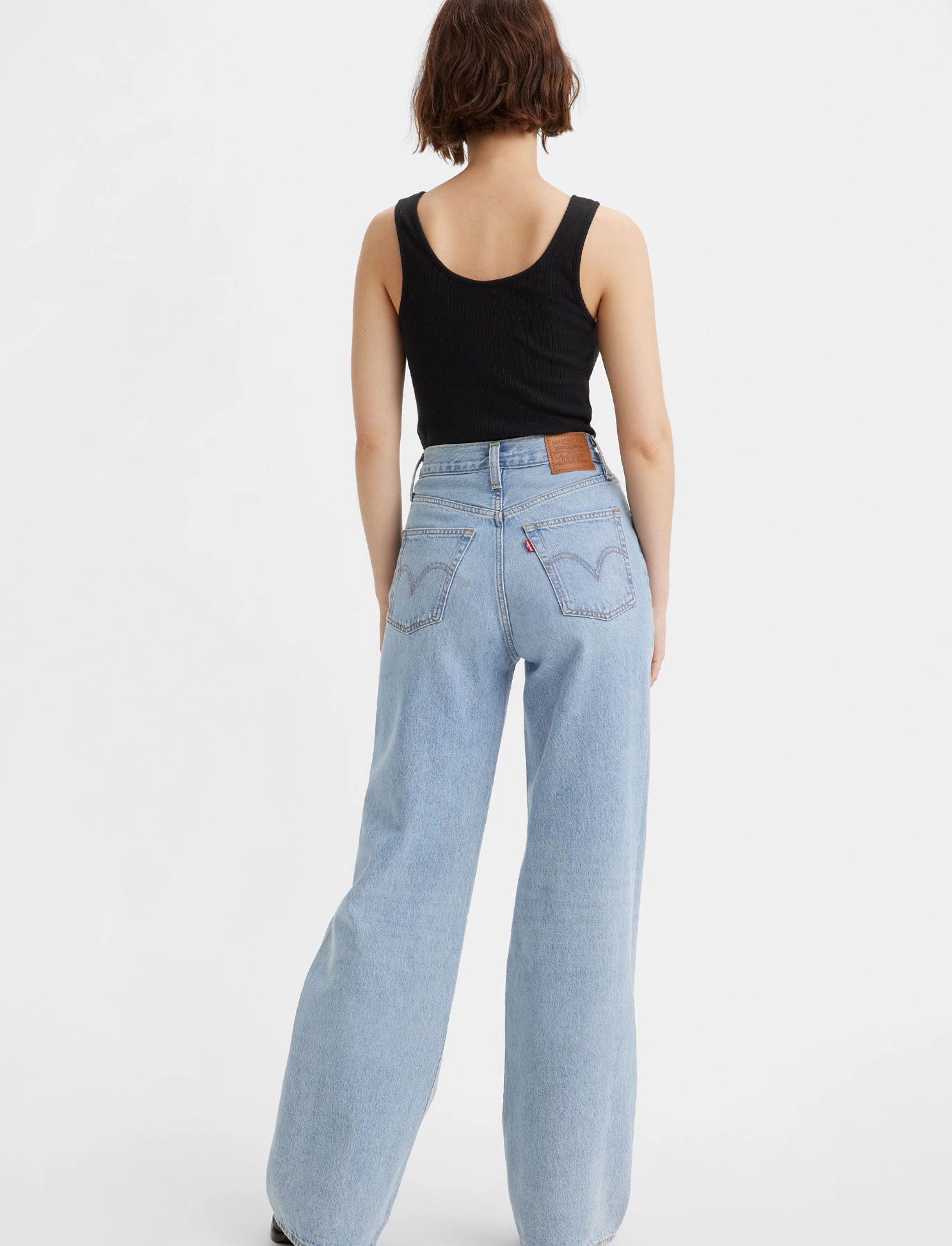 Levi's® - RIBCAGE WIDE LEG H223 FAR AND - pantalons larges - light indigo - worn in - 4
