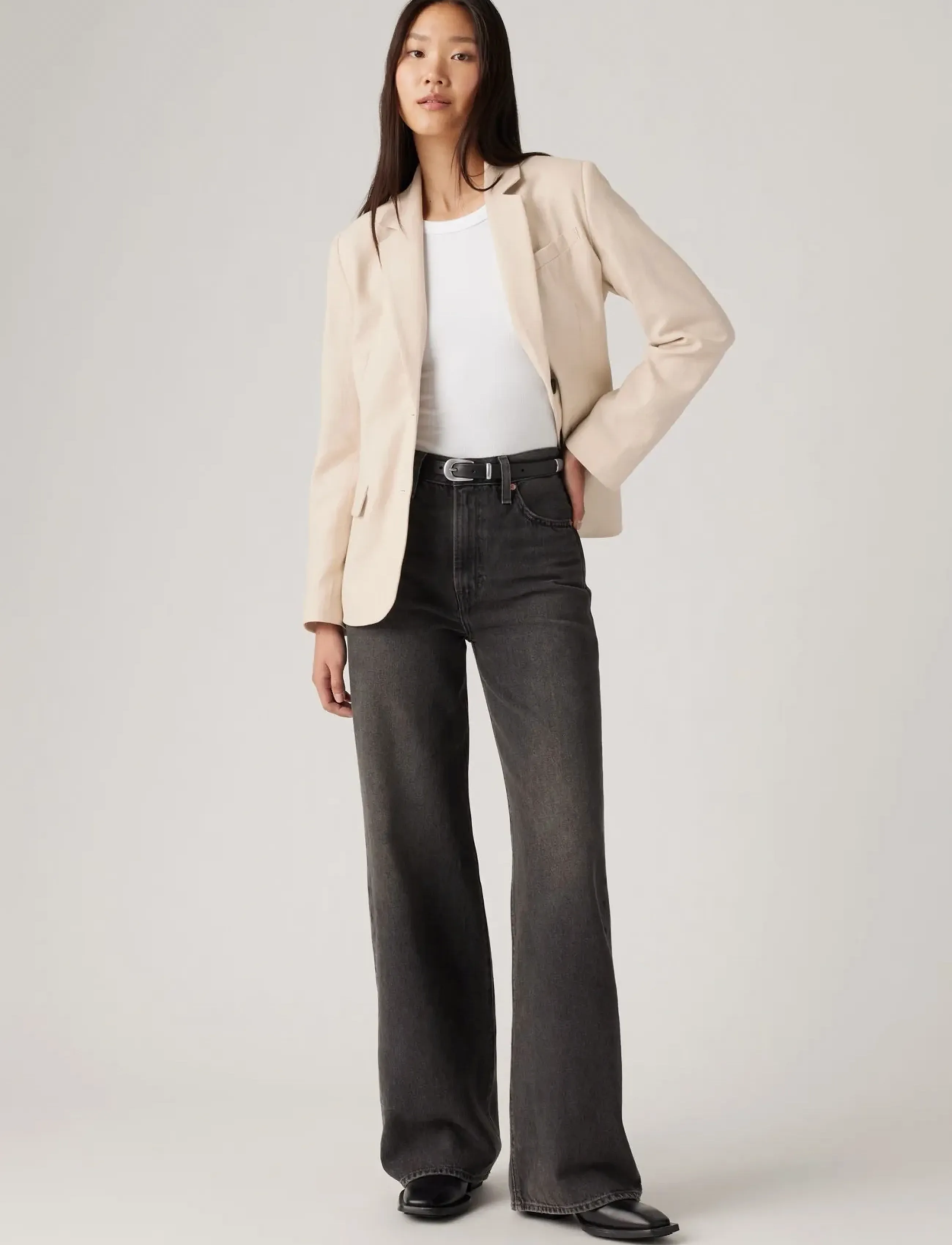 Levi's® - RIBCAGE WIDE LEG H223 SWIPE UP - pantalons larges - blacks - 1