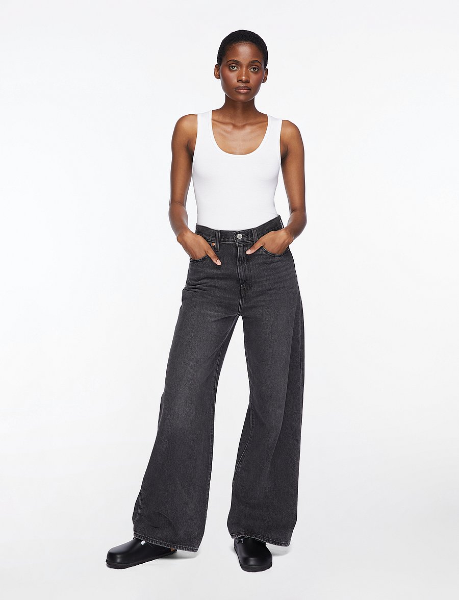 Levi's® - RIBCAGE WIDE LEG H223 SWIPE UP - pantalons larges - blacks - 3