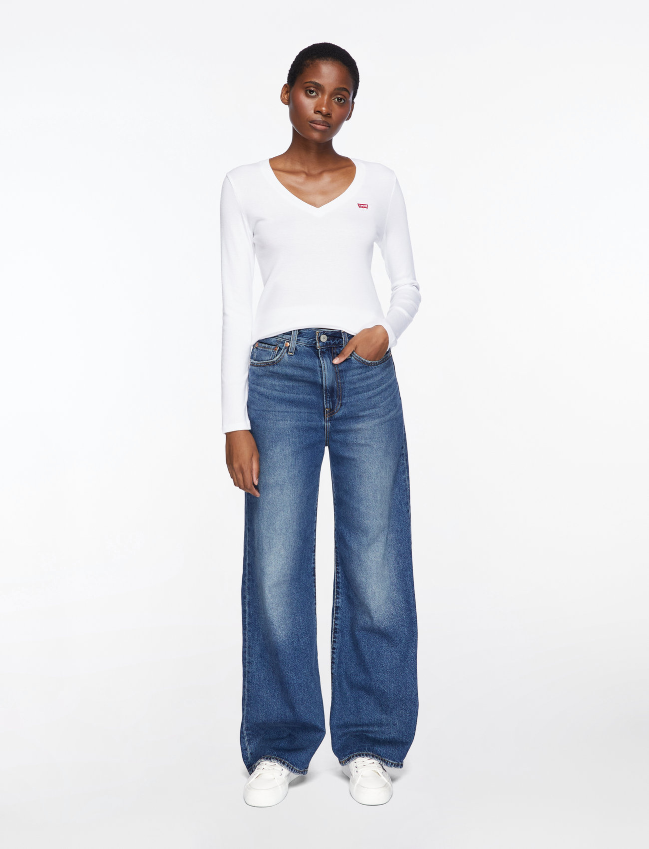 Levi's® - RIBCAGE WIDE LEG H223 POLAR PE - hosen mit weitem bein - dark indigo - worn in - 3