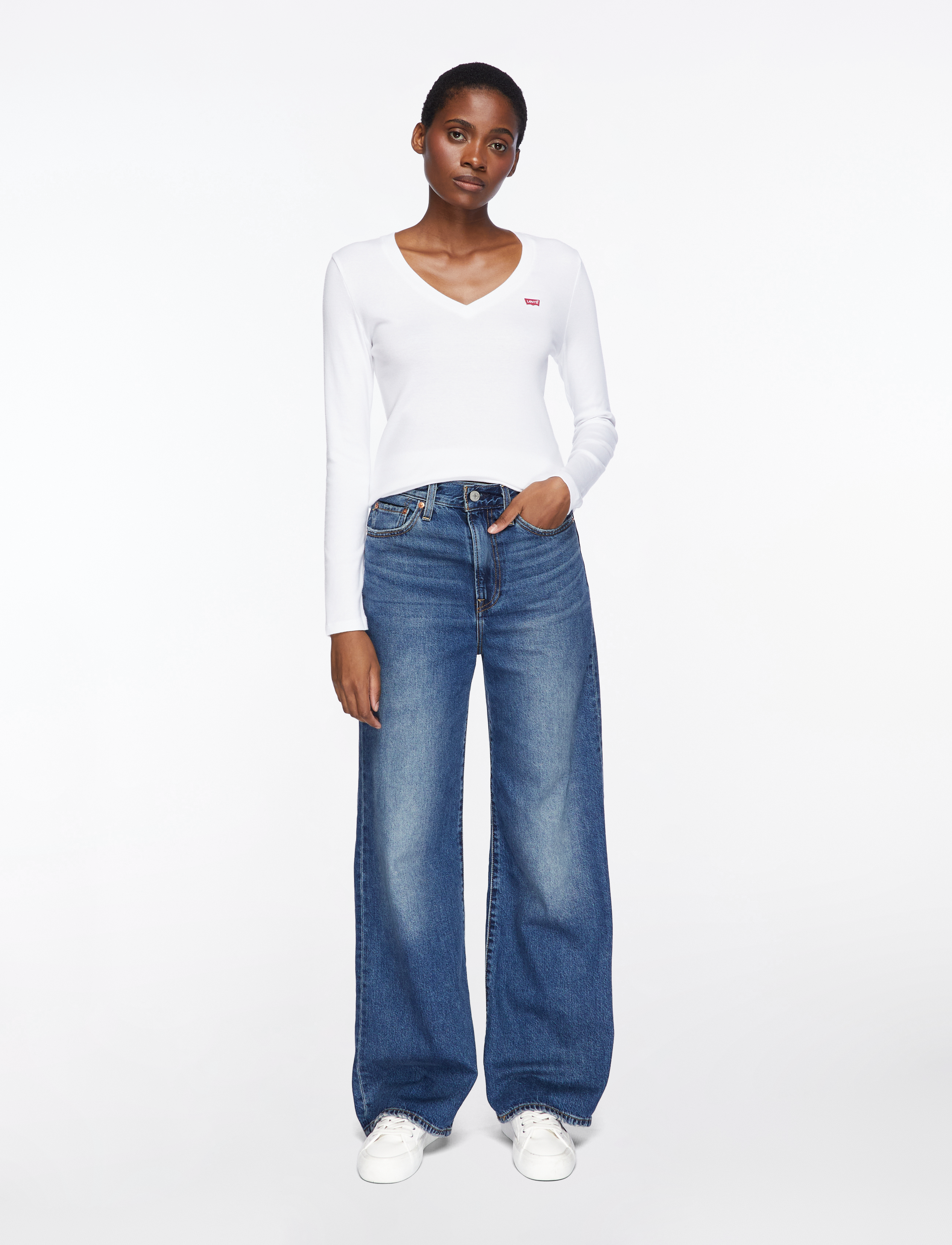 Levi's® - RIBCAGE WIDE LEG H223 POLAR PE - pantalons larges - dark indigo - worn in - 3
