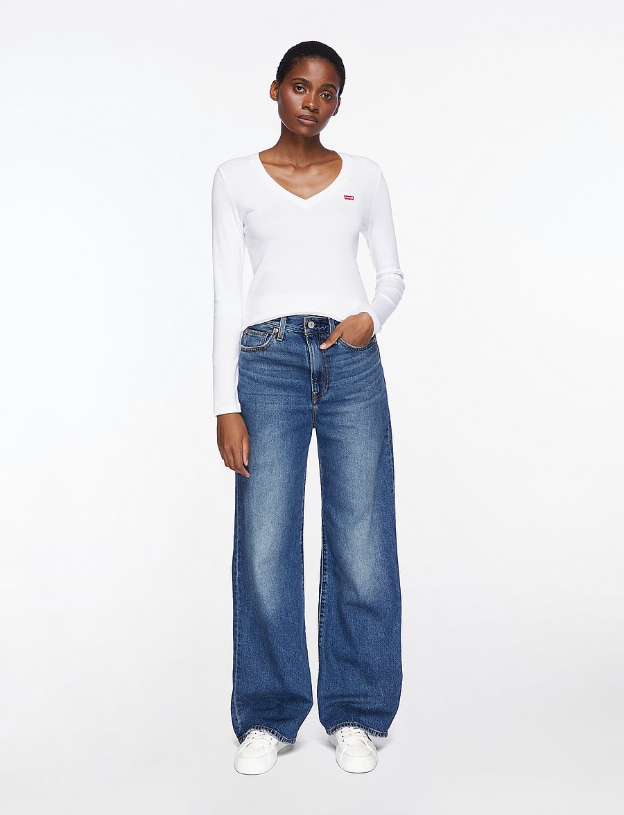 Levi's® - RIBCAGE WIDE LEG H223 POLAR PE - brede jeans - dark indigo - worn in - 3
