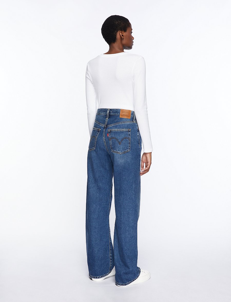 Levi's® - RIBCAGE WIDE LEG H223 POLAR PE - brede jeans - dark indigo - worn in - 5