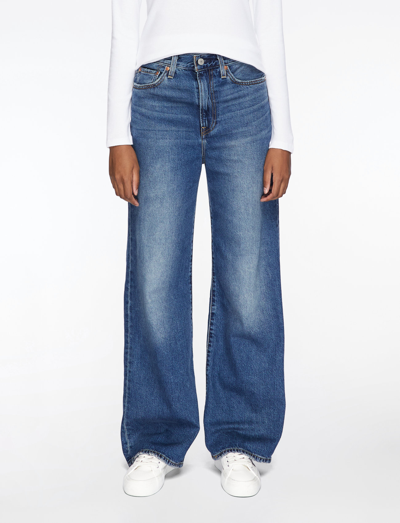 Levi's® - RIBCAGE WIDE LEG H223 POLAR PE - hosen mit weitem bein - dark indigo - worn in - 0