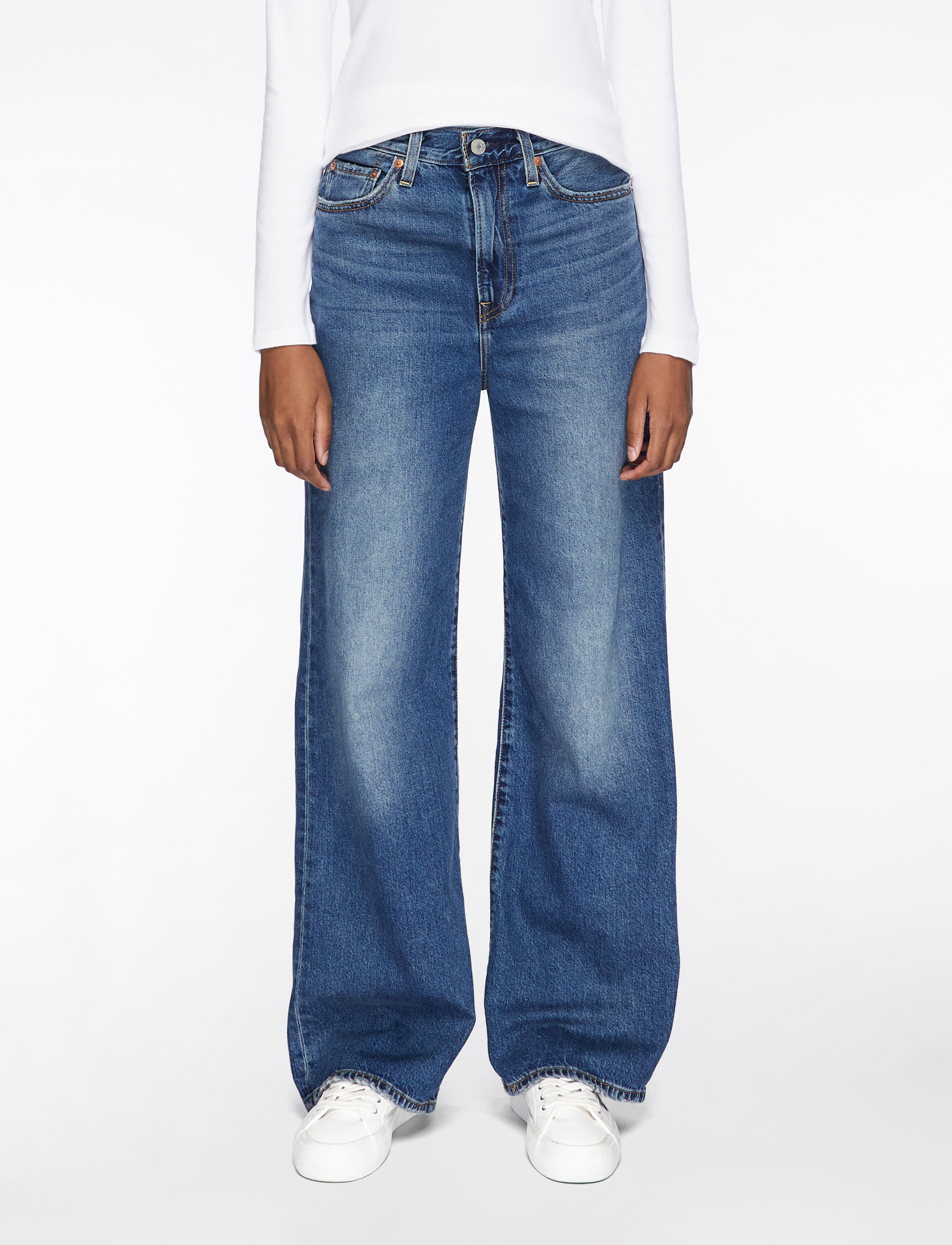 Levi's® RIBCAGE WIDE LEG H223 POLAR PE - Transitional Layering - DARK INDIGO - WORN IN / blue