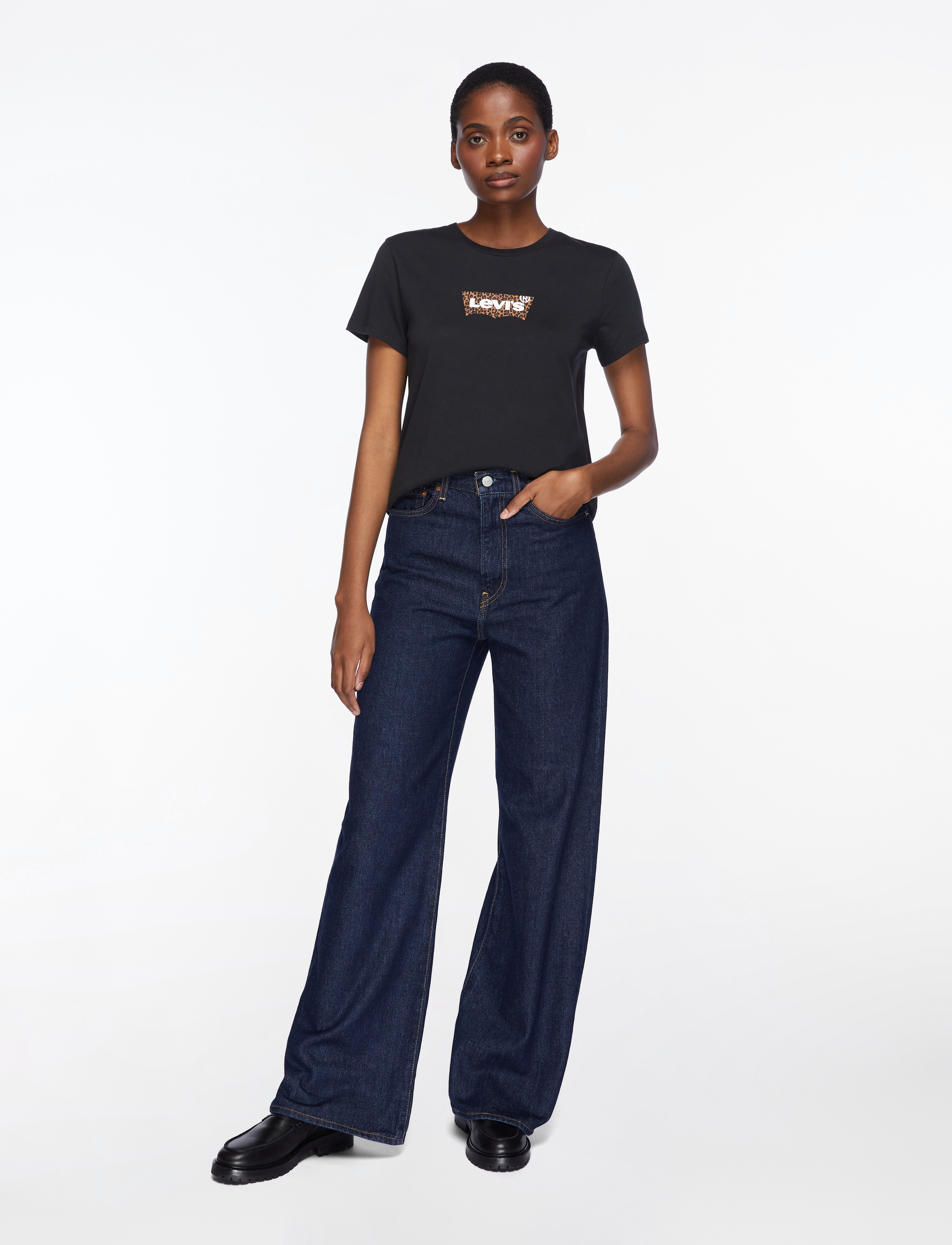 Levi's® - RIBCAGE WIDE LEG H223 SHADED V - pantalons larges - dark indigo - flat finish - 2