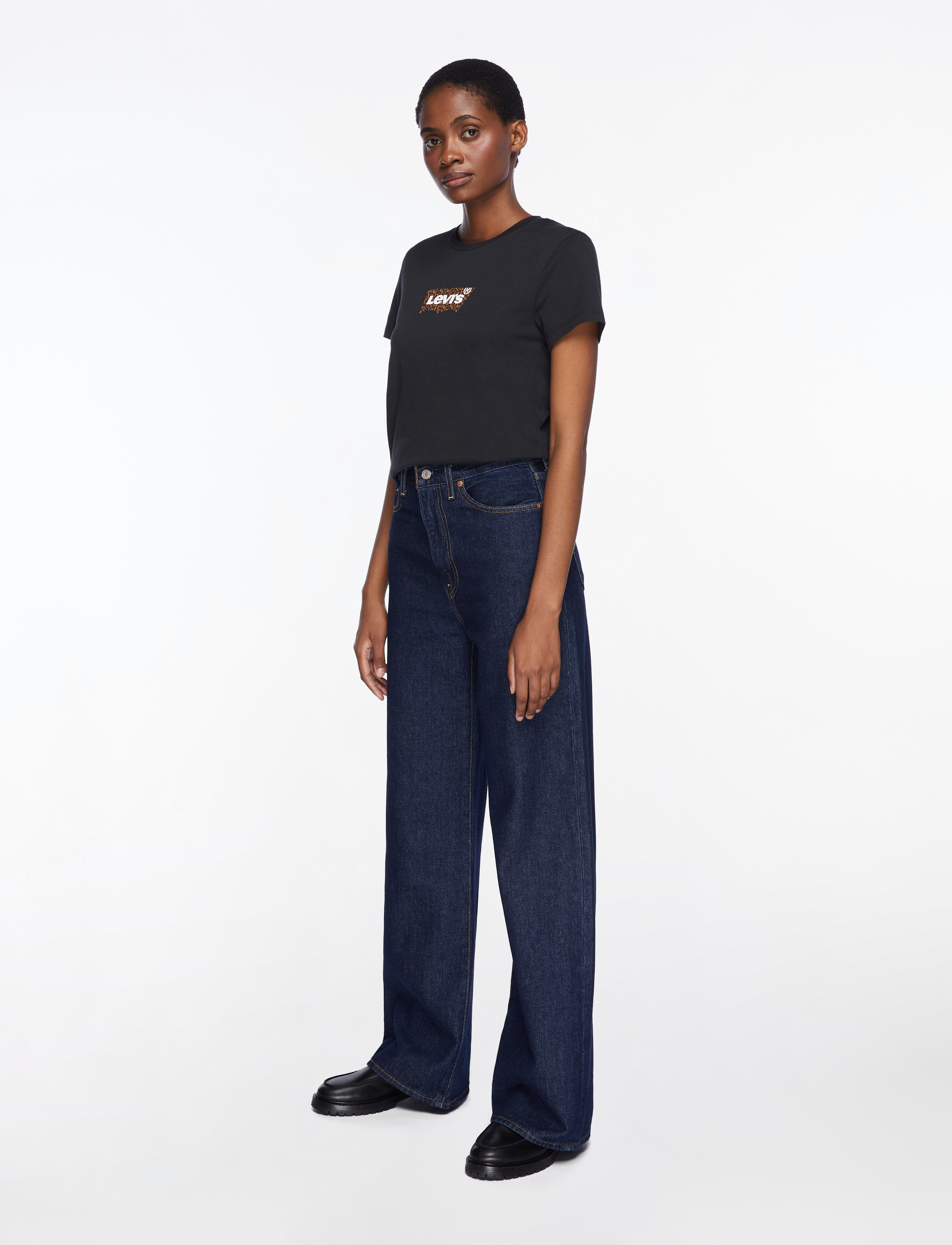 Levi's® - RIBCAGE WIDE LEG H223 SHADED V - pantalons larges - dark indigo - flat finish - 3