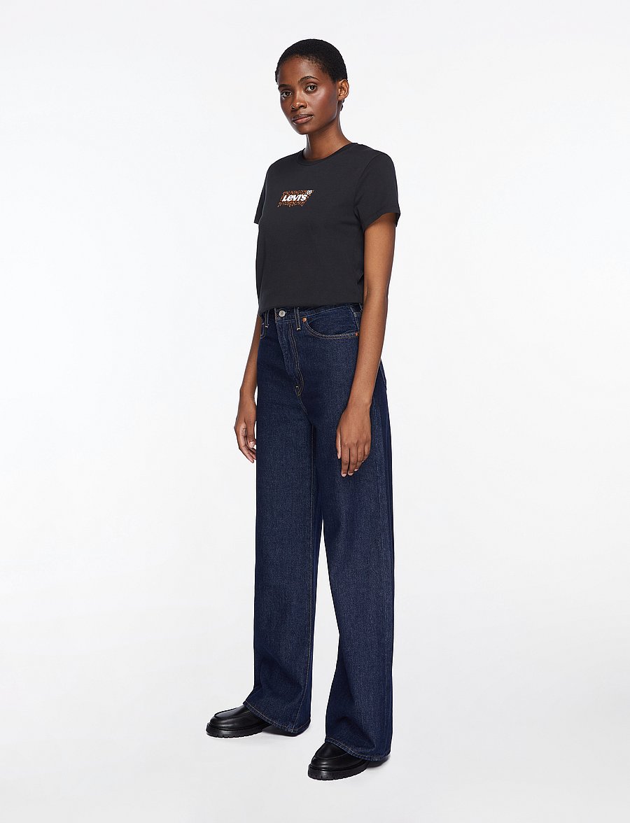 Levi's® - RIBCAGE WIDE LEG H223 SHADED V - hosen mit weitem bein - dark indigo - flat finish - 3