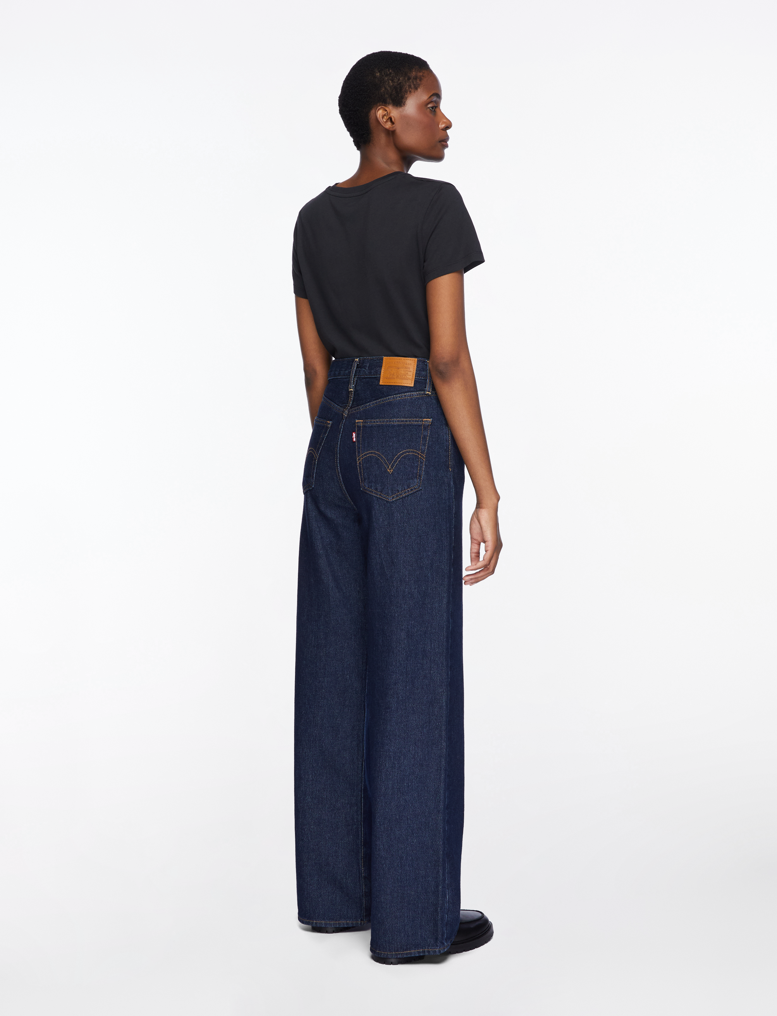 Levi's® - RIBCAGE WIDE LEG H223 SHADED V - pantalons larges - dark indigo - flat finish - 4