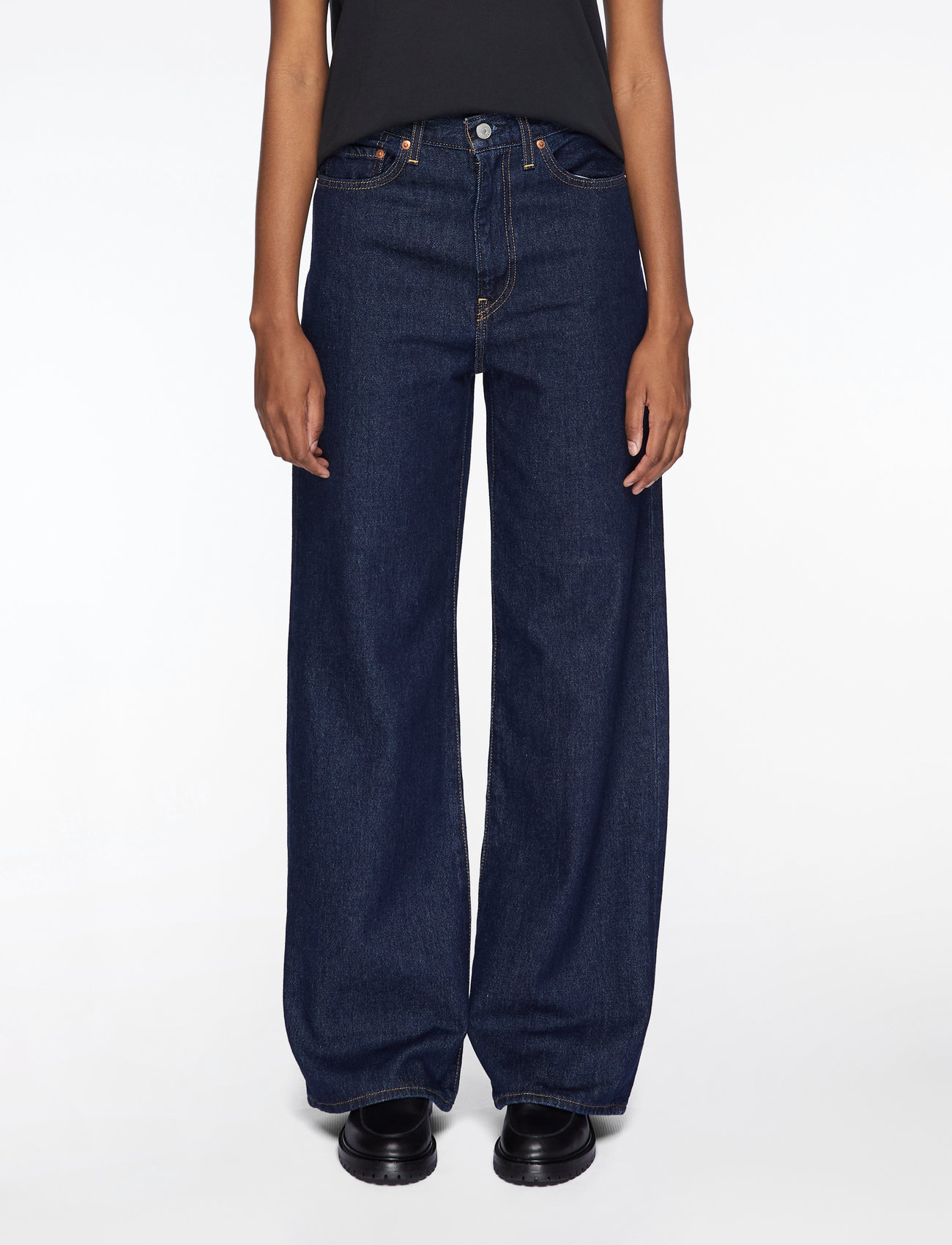 Levi's® - RIBCAGE WIDE LEG H223 SHADED V - laia säärega teksad - dark indigo - flat finish - 0