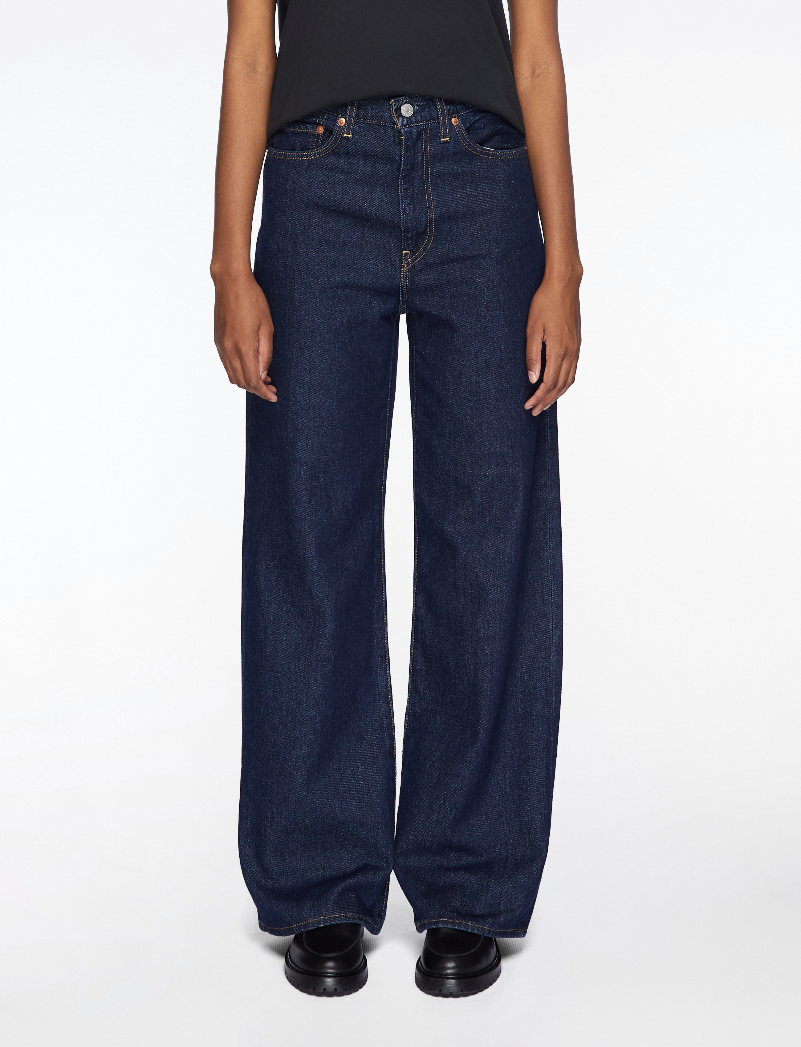 Levi's® - RIBCAGE WIDE LEG H223 SHADED V - pantalons larges - dark indigo - flat finish - 0