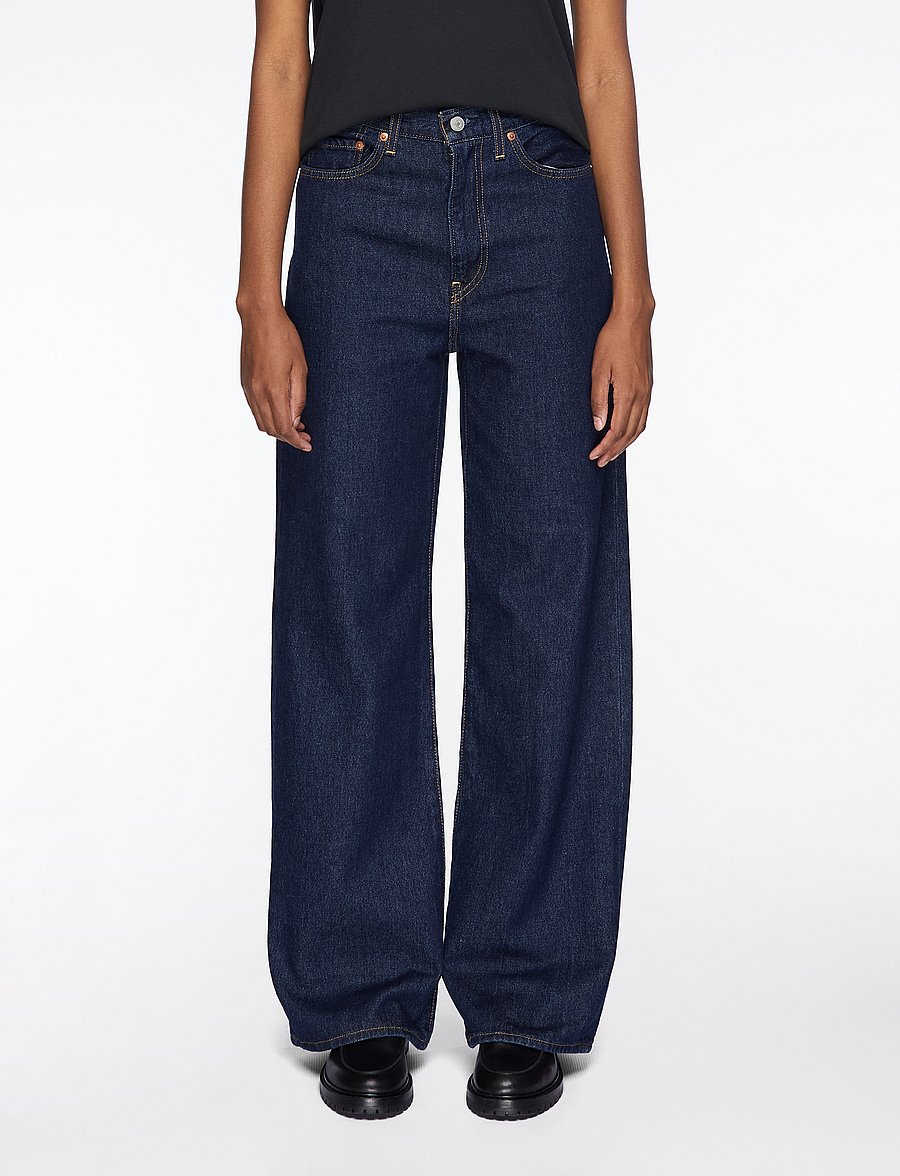 Levi's® - RIBCAGE WIDE LEG H223 SHADED V - hosen mit weitem bein - dark indigo - flat finish - 0
