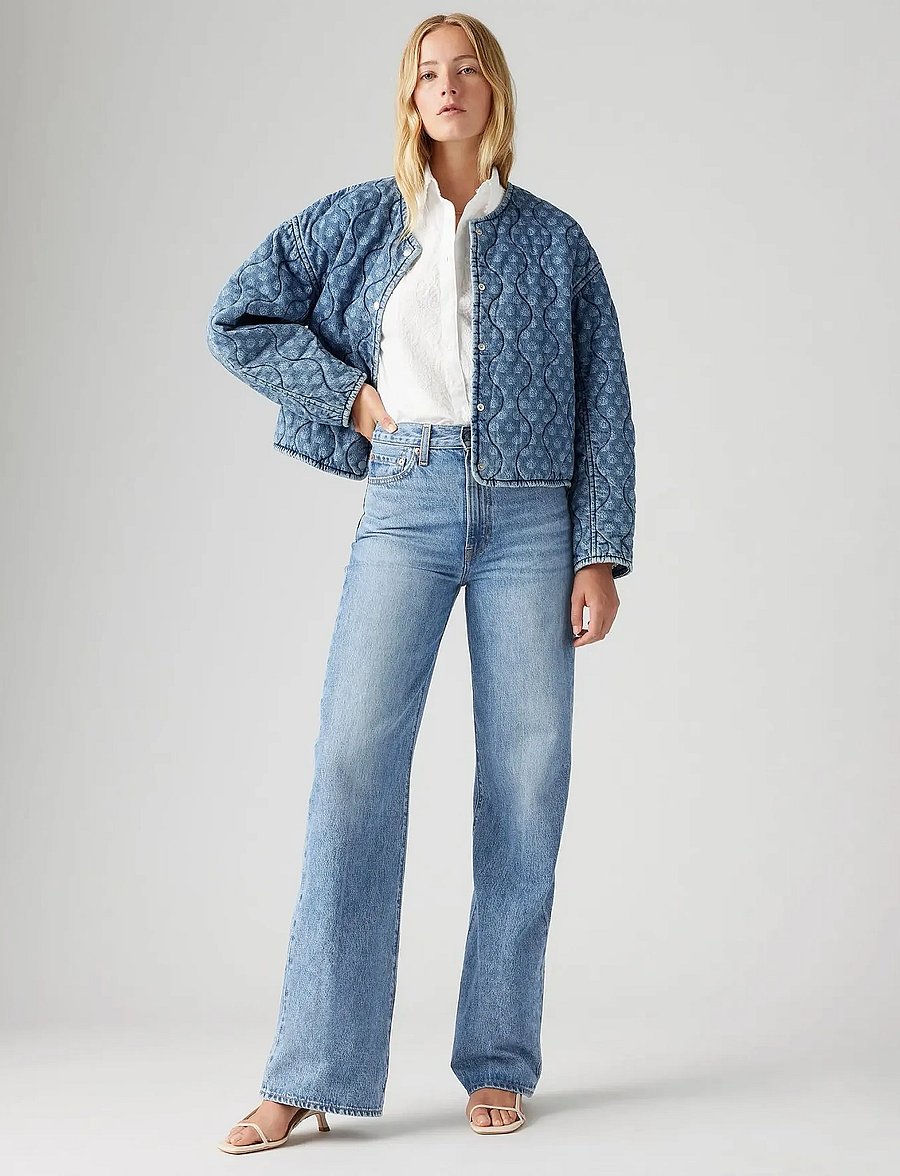 Levi's® - RIBCAGE WIDE LEG H223 NOT THE - jeans met wijde pijpen - med indigo - worn in - 0