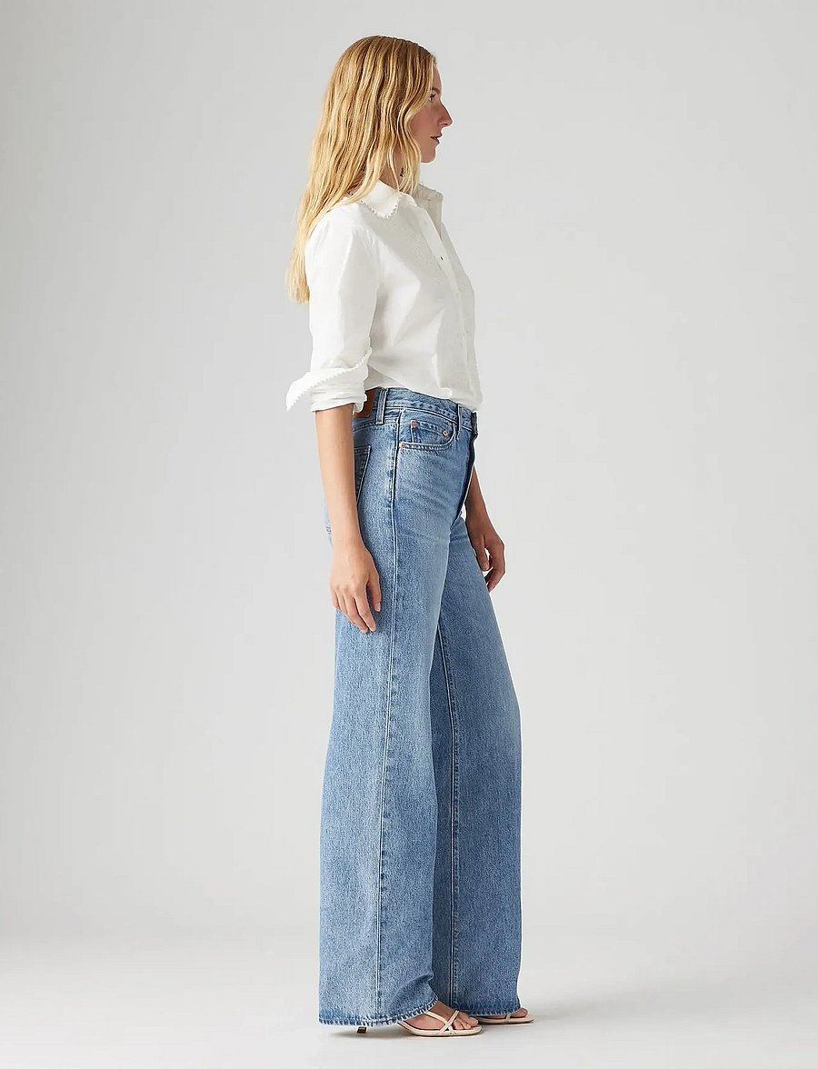 Levi's® - RIBCAGE WIDE LEG H223 NOT THE - jeans met wijde pijpen - med indigo - worn in - 3