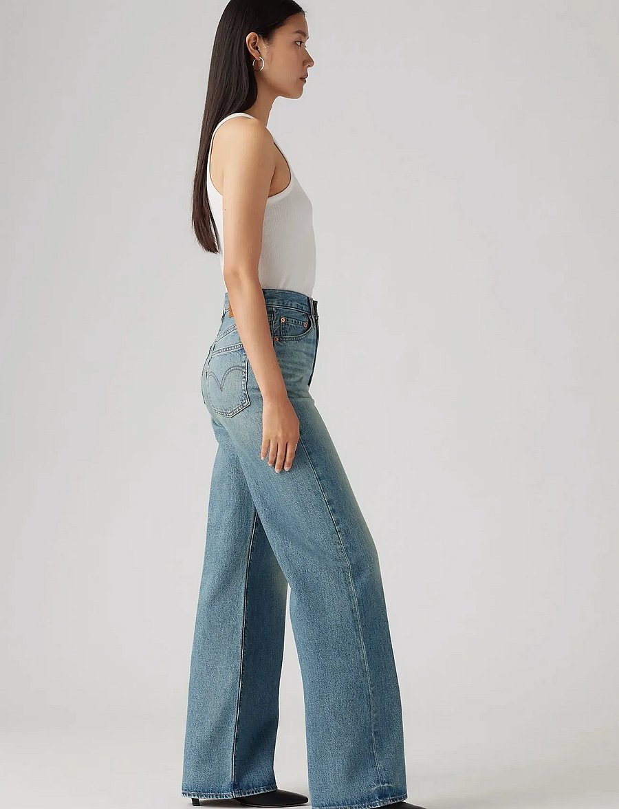 Levi's® - RIBCAGE WIDE LEG H223 TINT STO - pantalons larges - med indigo - worn in - 3
