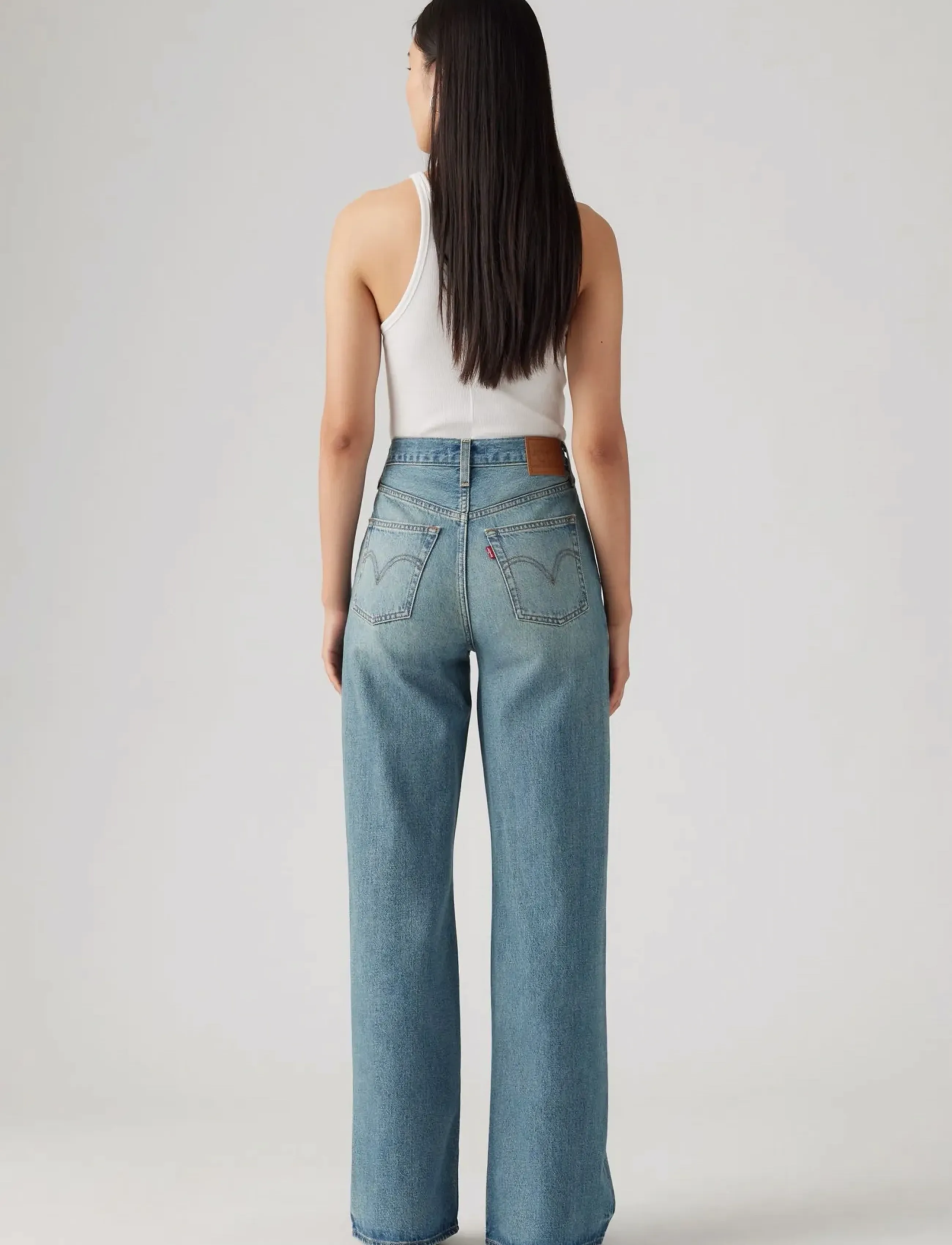 Levi's® - RIBCAGE WIDE LEG H223 TINT STO - pantalons larges - med indigo - worn in - 4
