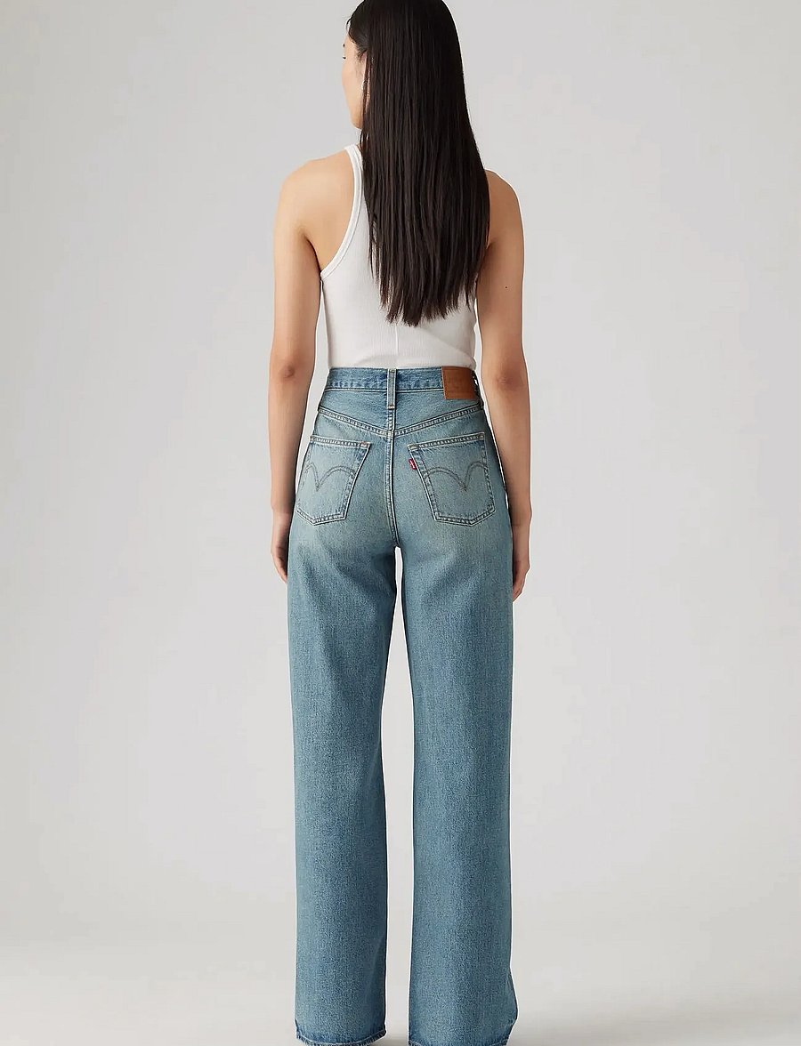 Levi's® - RIBCAGE WIDE LEG H223 TINT STO - pantalons larges - med indigo - worn in - 4