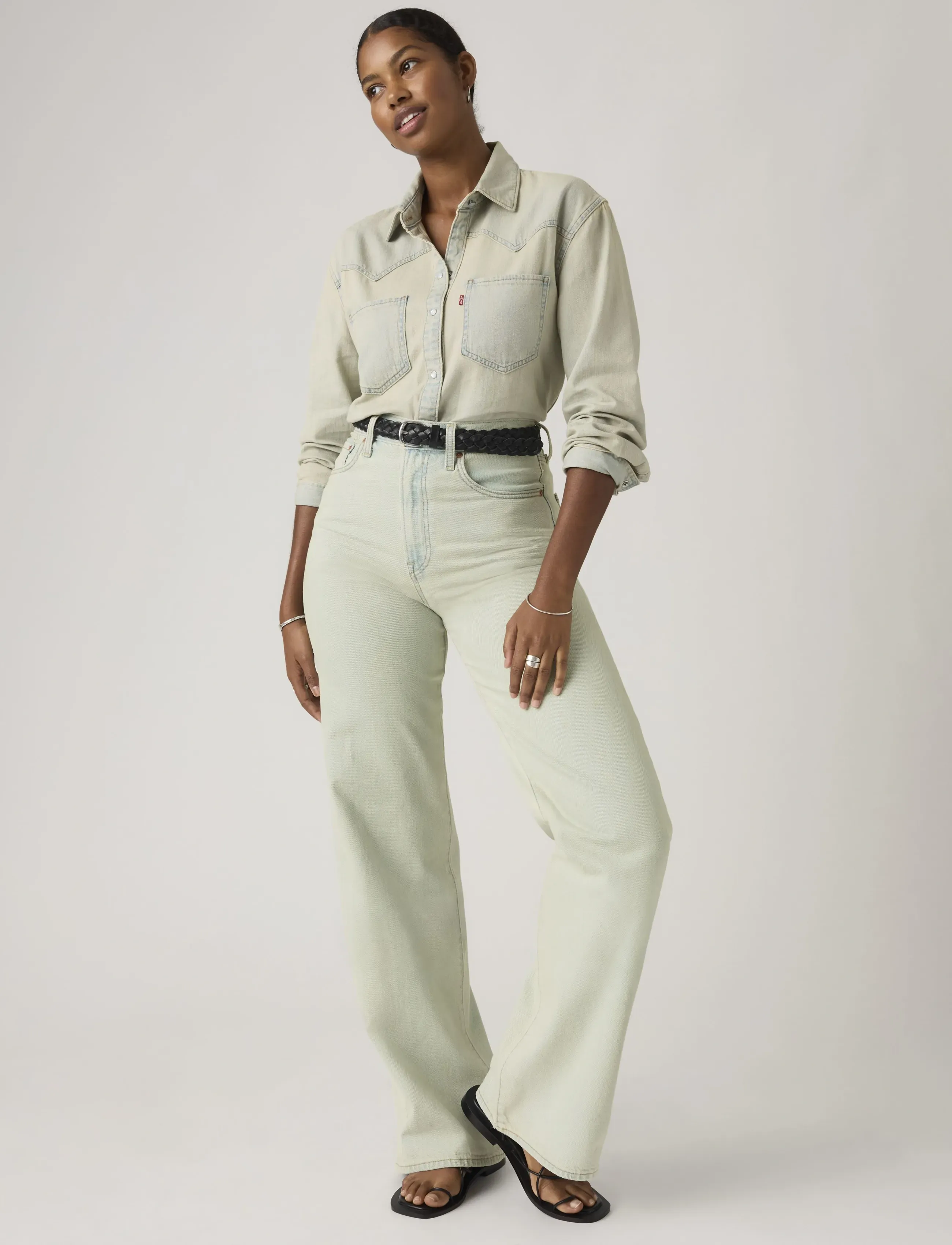 Levi's Ribcage Wide Leg H223 De Oro, 27 x 32, Blue, Jeans > Vidde, Dame