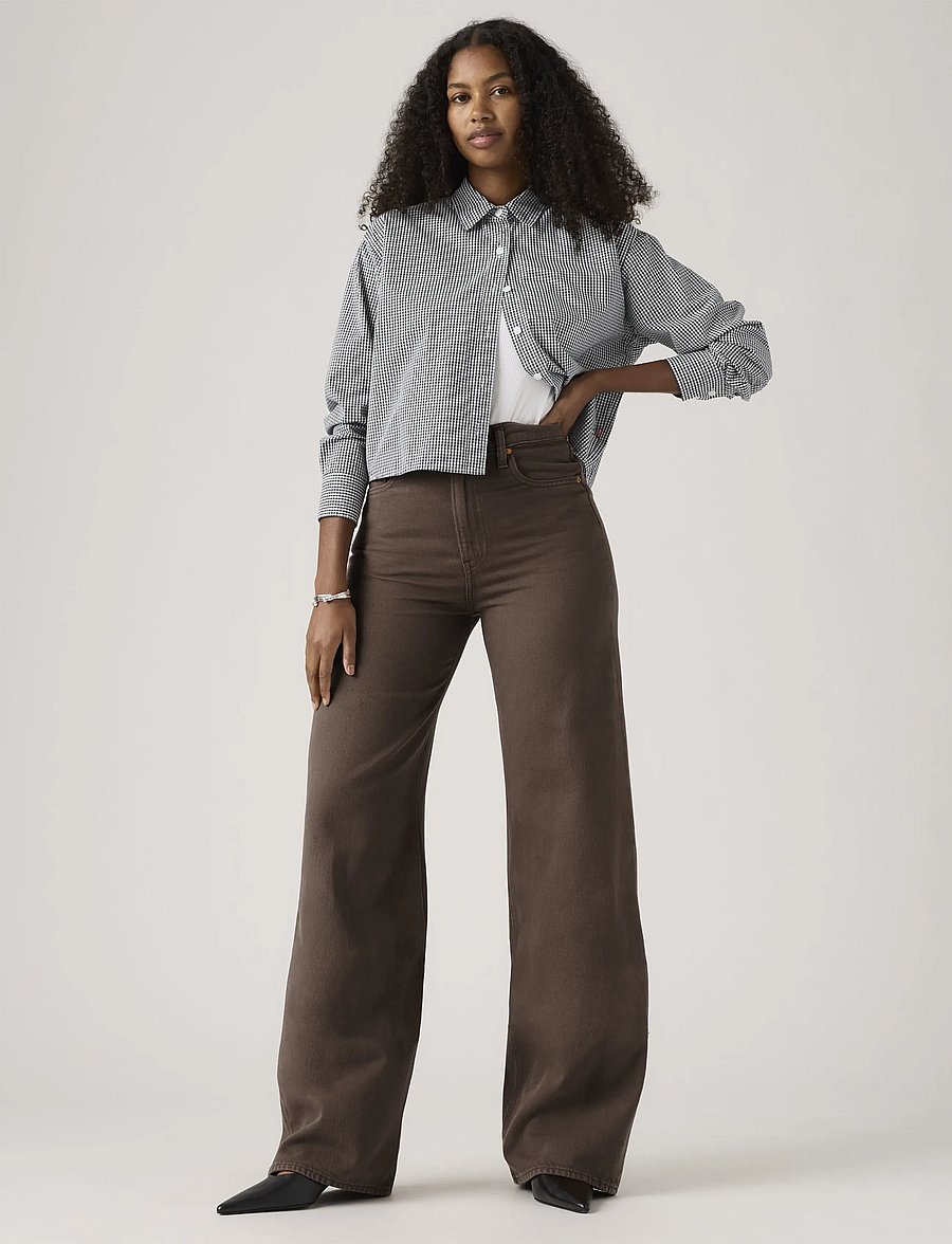 Levi's® - RIBCAGE WIDE LEG H223 HOT FUDG - leinenhosen - browns - 0