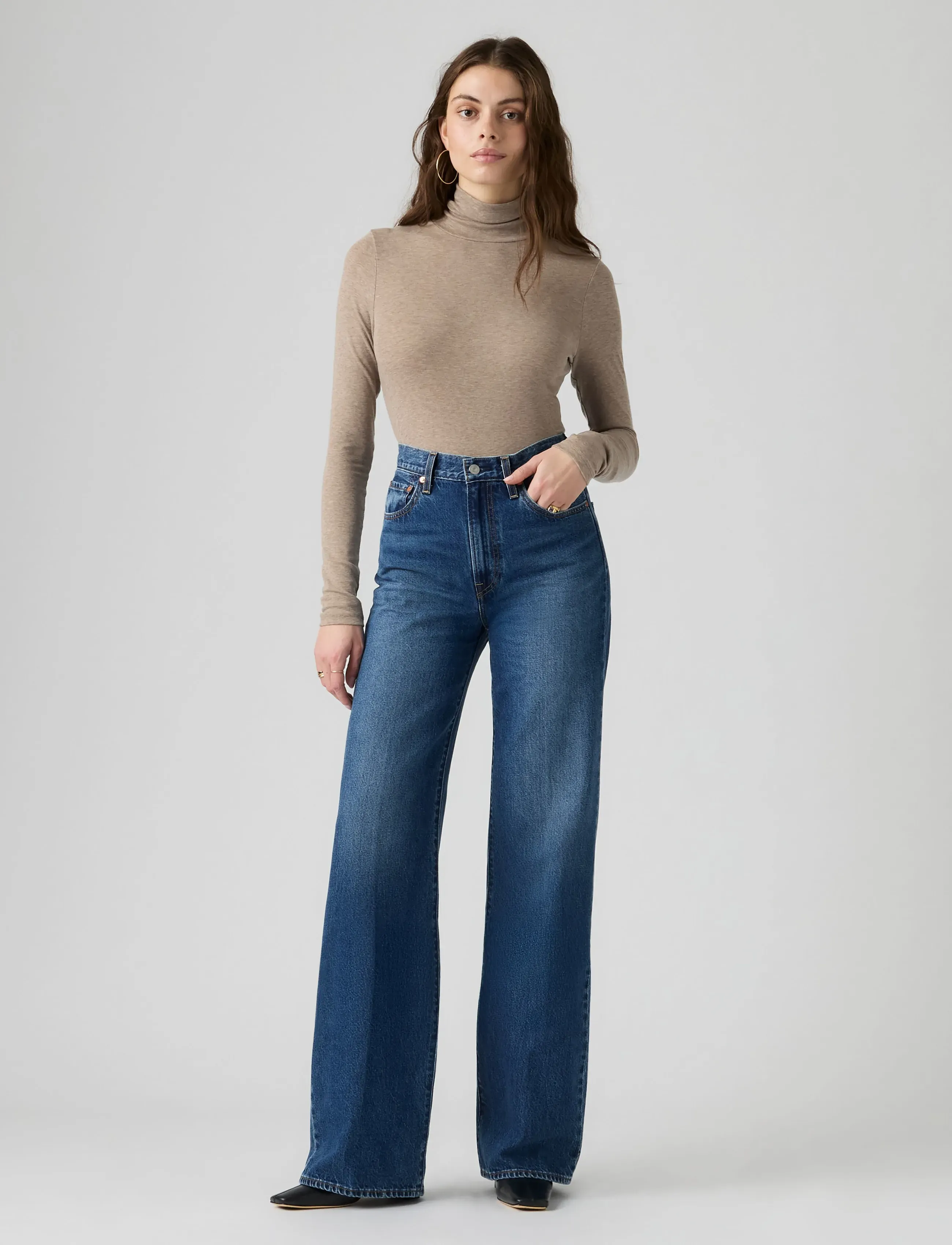 Levi's® - RIBCAGE WIDE LEG H223 MAYBE AN - laia säärega teksad - med indigo - worn in - 3