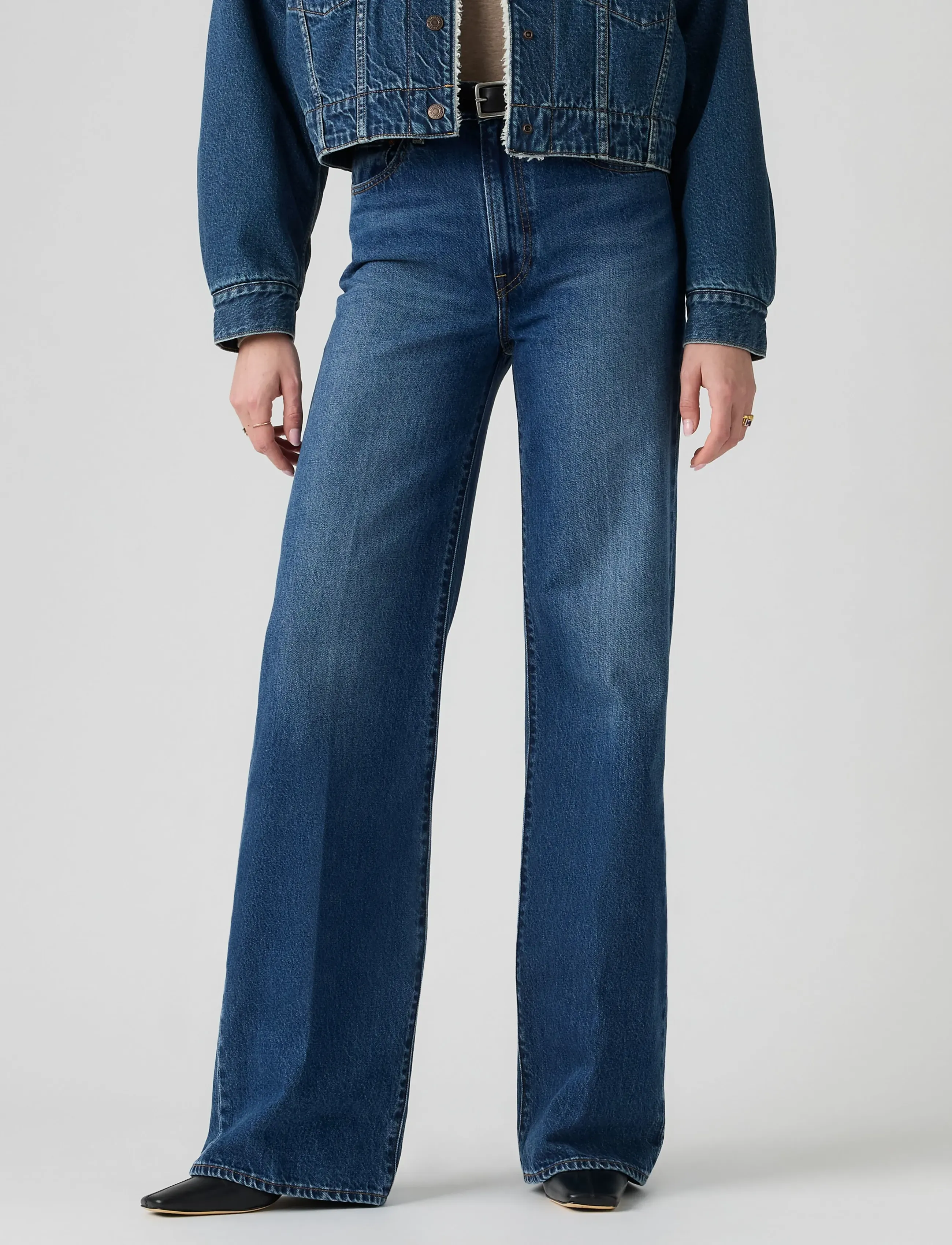 Levi's® - RIBCAGE WIDE LEG H223 MAYBE AN - laia säärega teksad - med indigo - worn in - 5