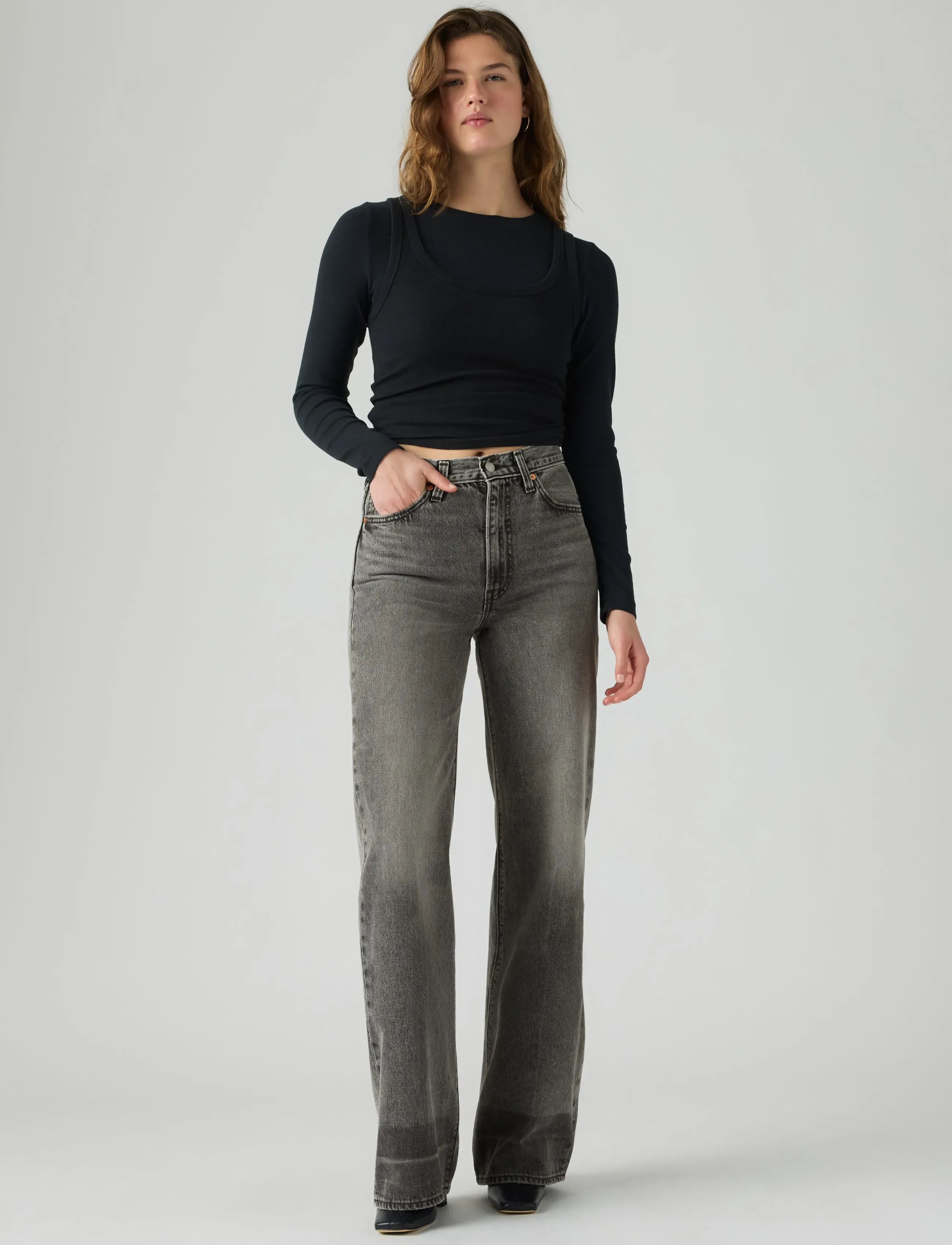 Levi's® RIBCAGE WIDE LEG H223 YOURE EX - Tänavastiil - GREYS / grey