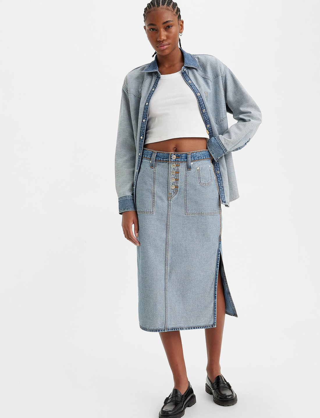 LEVI S Women Revers Side Slit Skirt Soft As Midi skirts Boozt