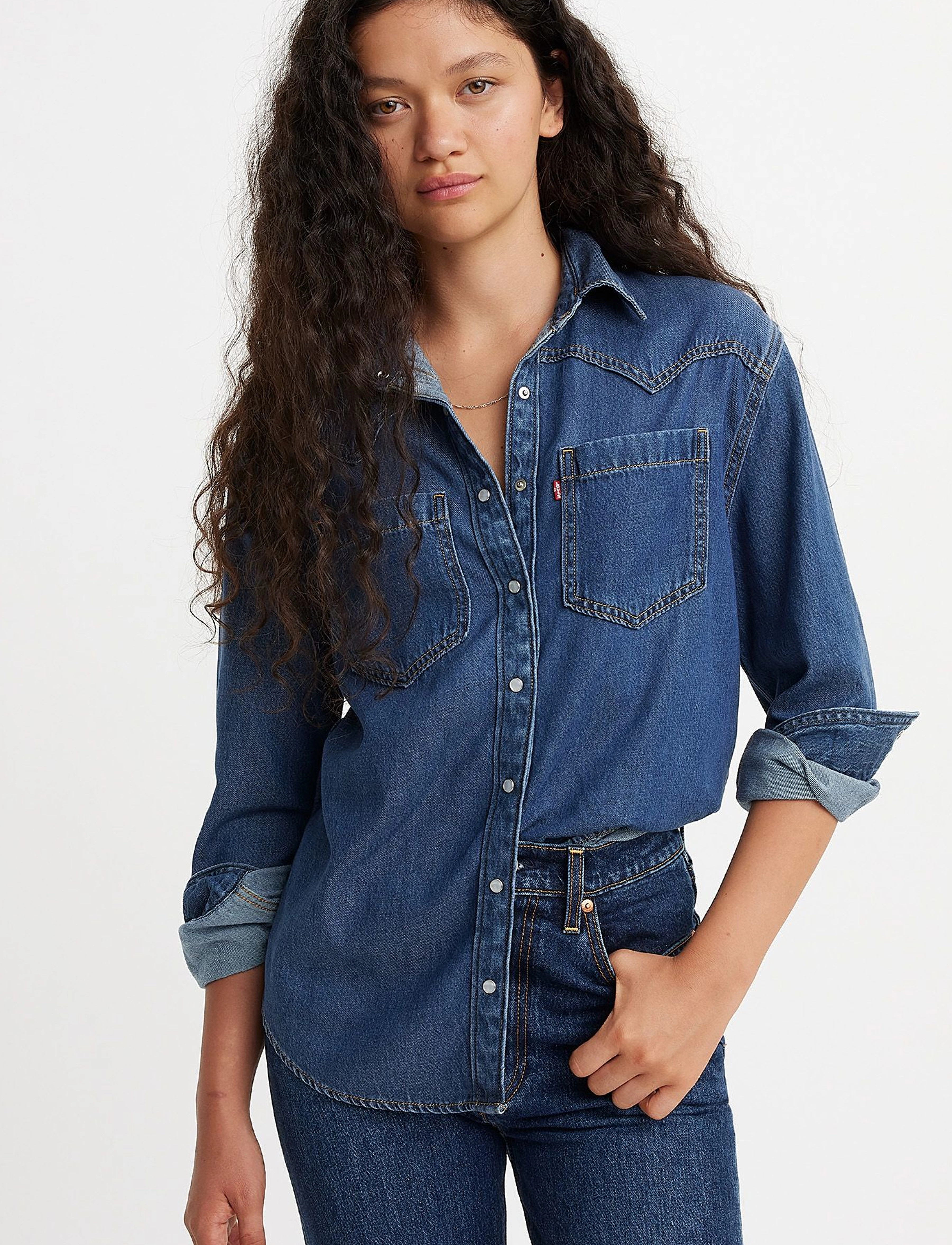 Levi's® TEODORA WESTERN SHIRT AIR SPAC - Shirts - DARK INDIGO - WORN IN / blue