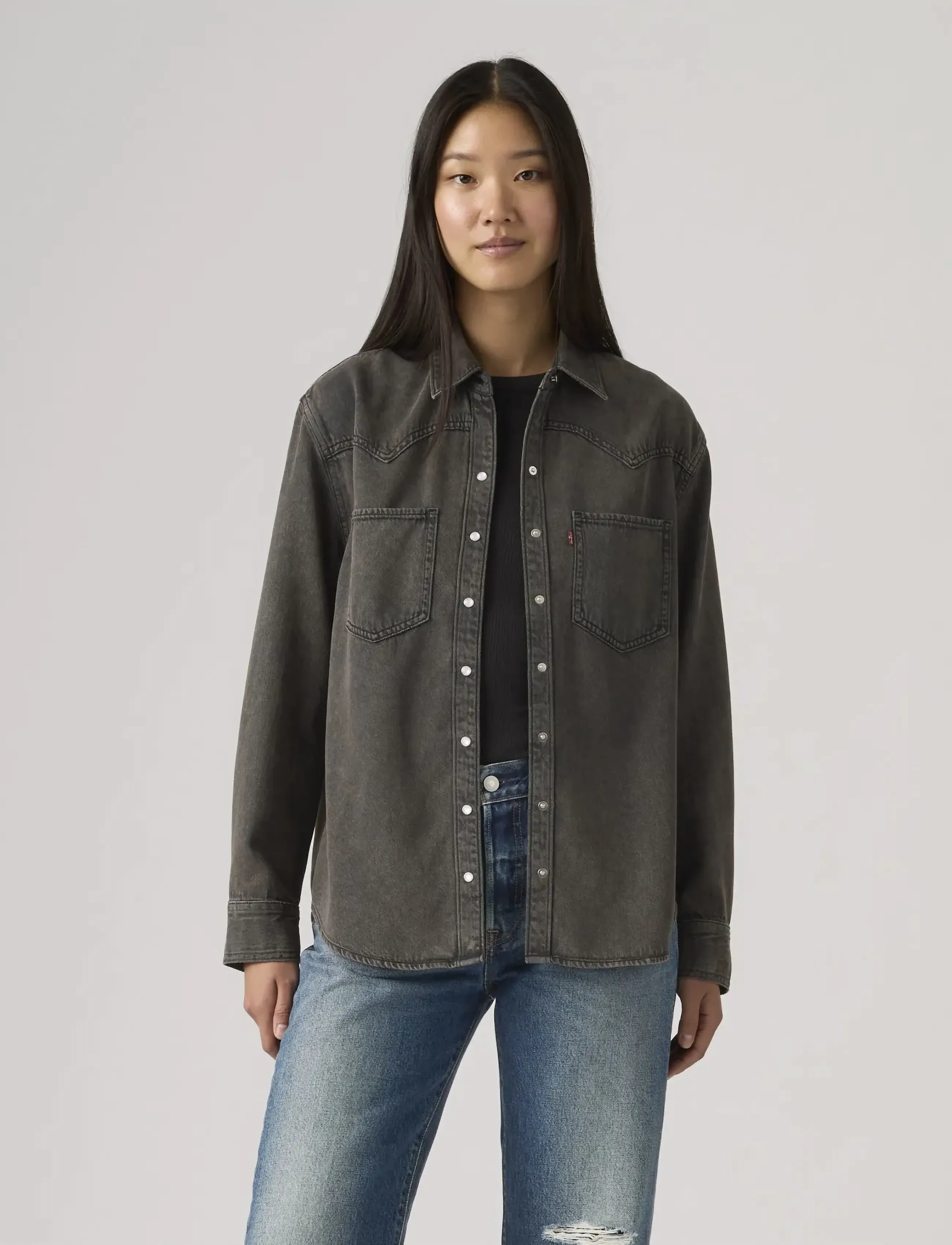 Levi's Teodora Western Shirt Chipped, XS, Shirts, Schwarz - Denim Frauen