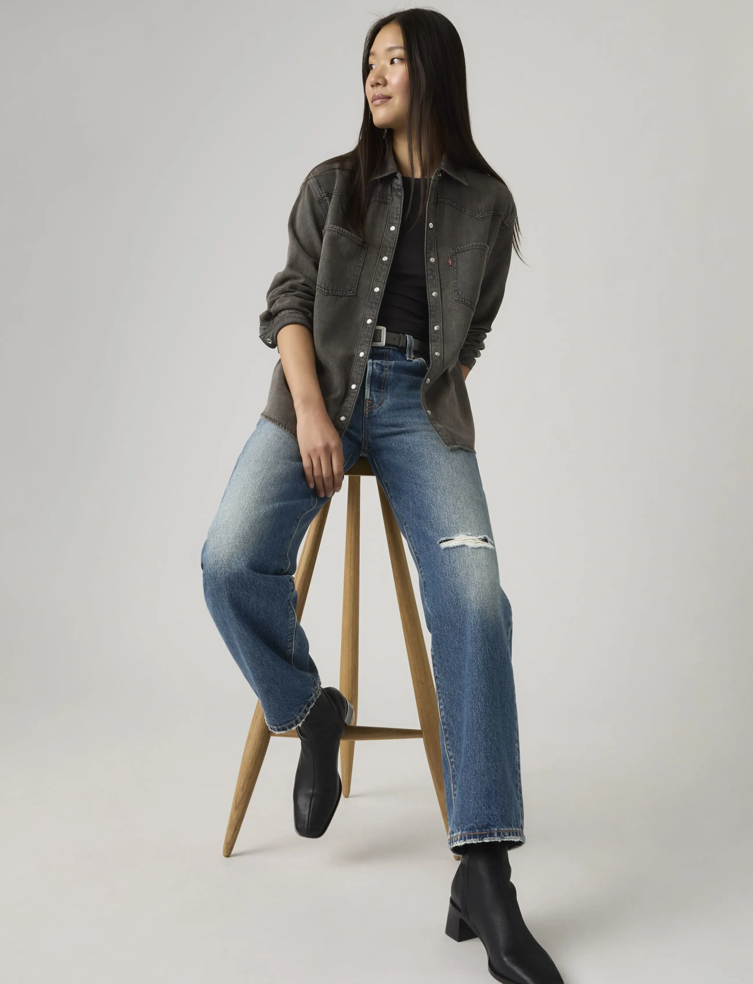 Levi's® - TEODORA WESTERN SHIRT CHIPPED - jeansskjortor - blacks - 4