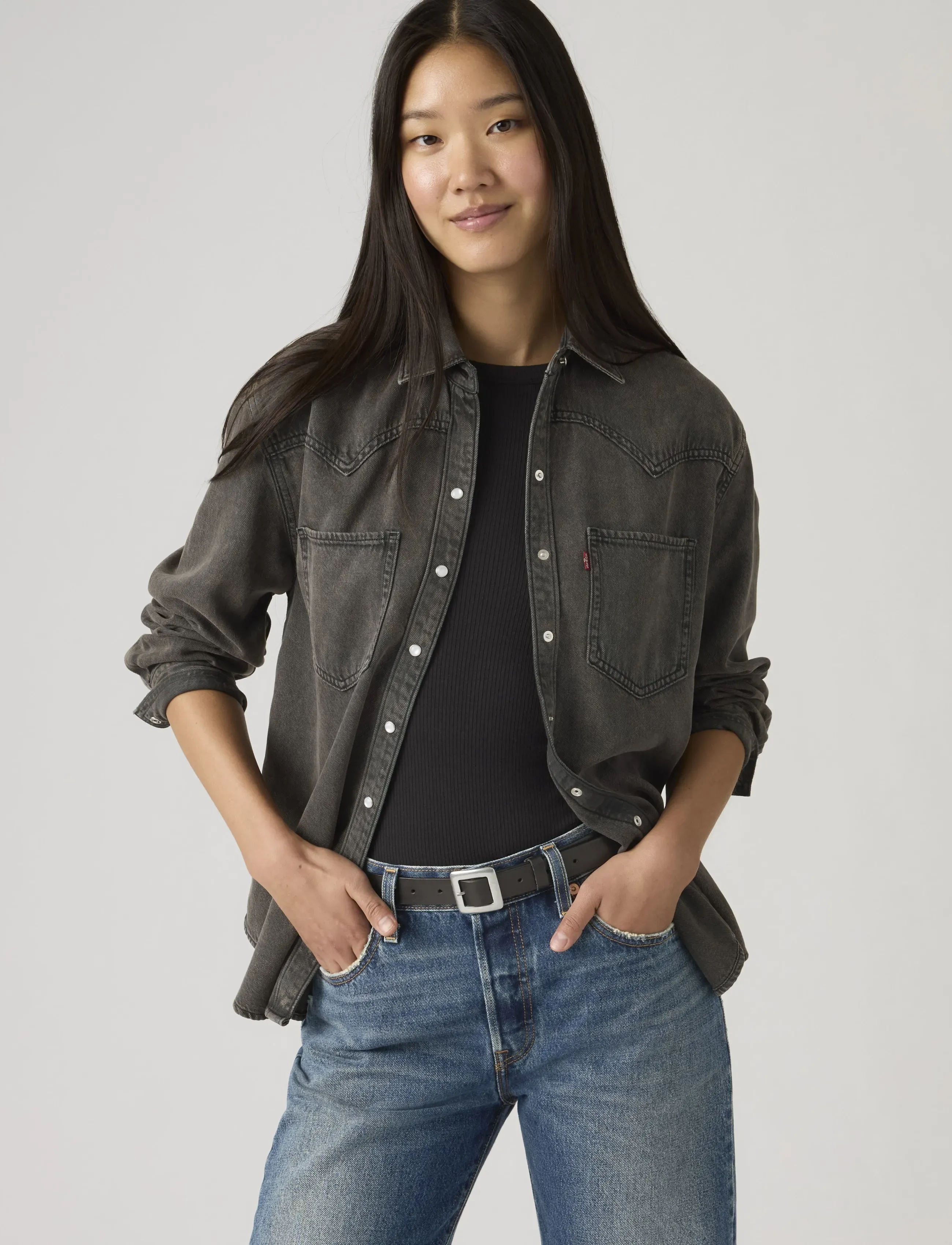 Levi's® - TEODORA WESTERN SHIRT CHIPPED - jeansskjortor - blacks - 5