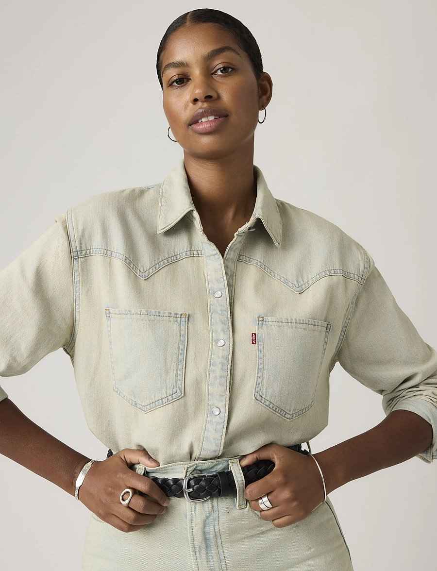 Levi's® - TEODORA WESTERN SHIRT DE ORO W - jeansblouses - light indigo - flat finis - 0