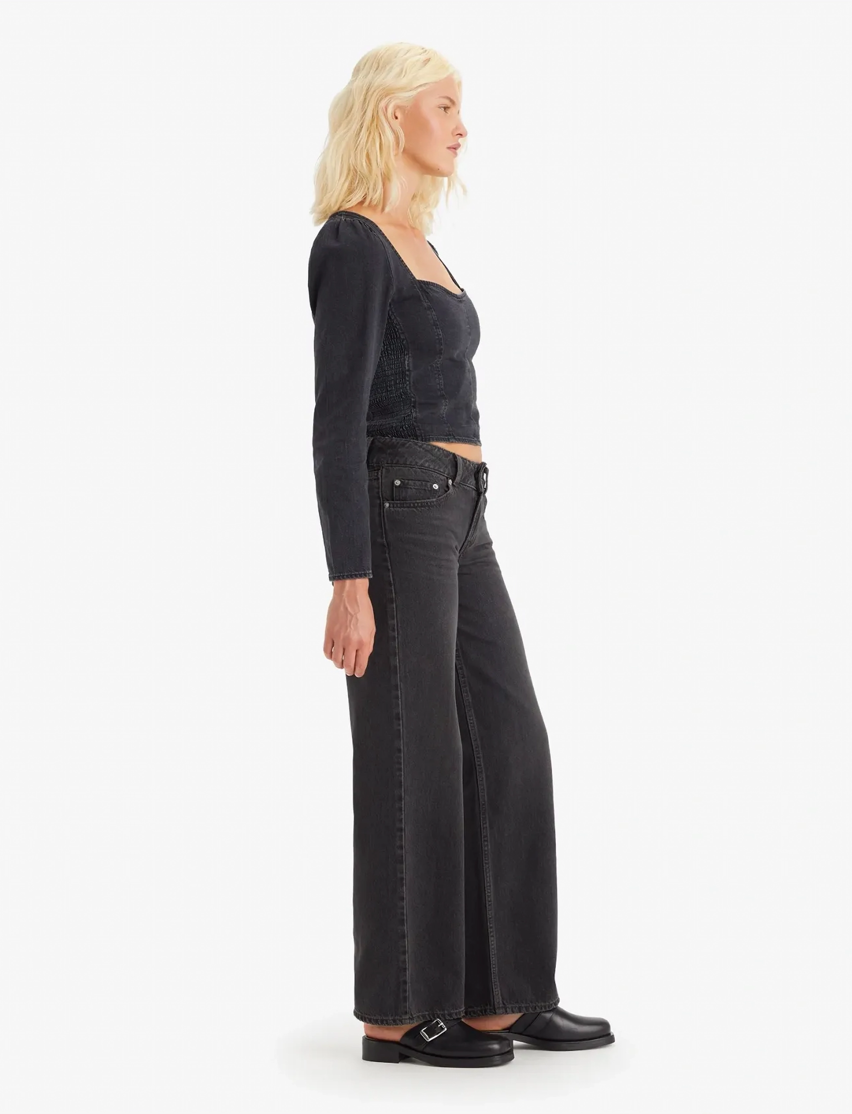 Levi's® - SUPERLOW LOOSE MIC DROPPED - hosen mit weitem bein - blacks - 3