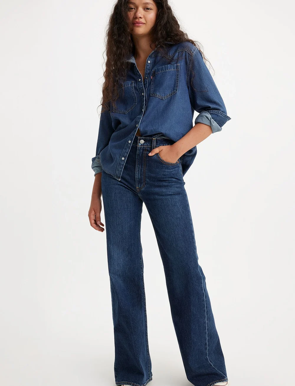 Levi's® - RIBCAGE BELLS SONOMA TRAIN - alt eriti laia säärega teksad - med indigo - worn in - 0