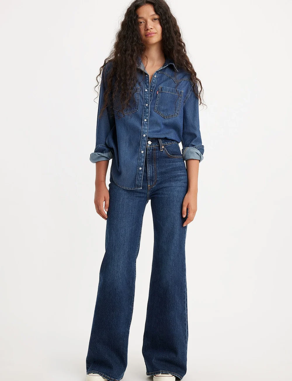 Levi's® - RIBCAGE BELLS SONOMA TRAIN - alt eriti laia säärega teksad - med indigo - worn in - 4