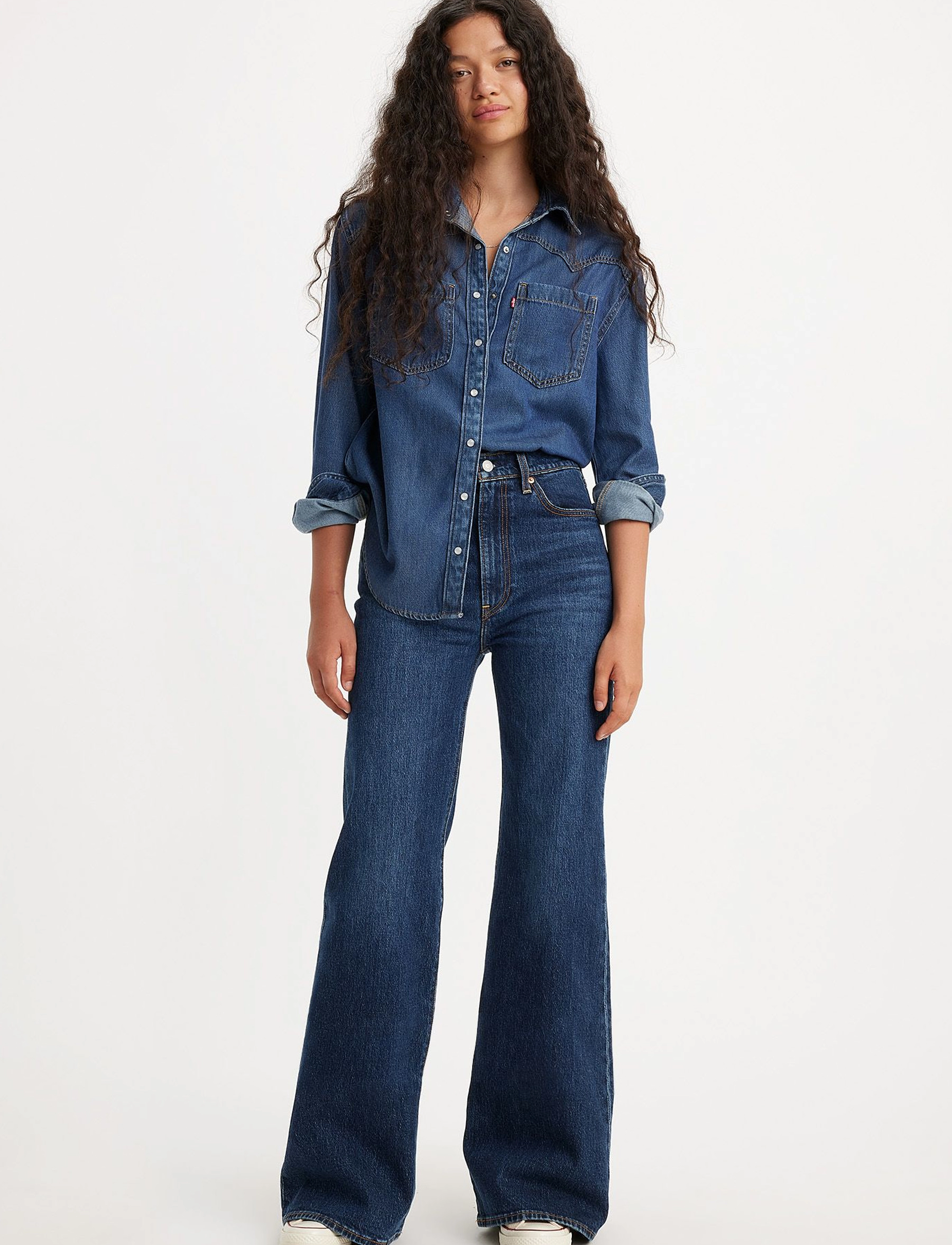 Levi's® - RIBCAGE BELLS SONOMA TRAIN - med indigo - worn in - 4