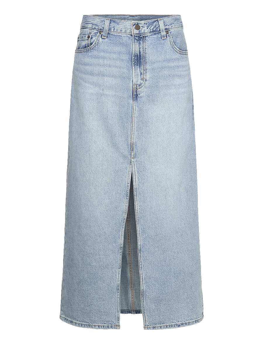 Levi's® - ANKLE COLUMN SKIRT PLEASE HOLD - jeansröcke - med indigo - worn in - 1